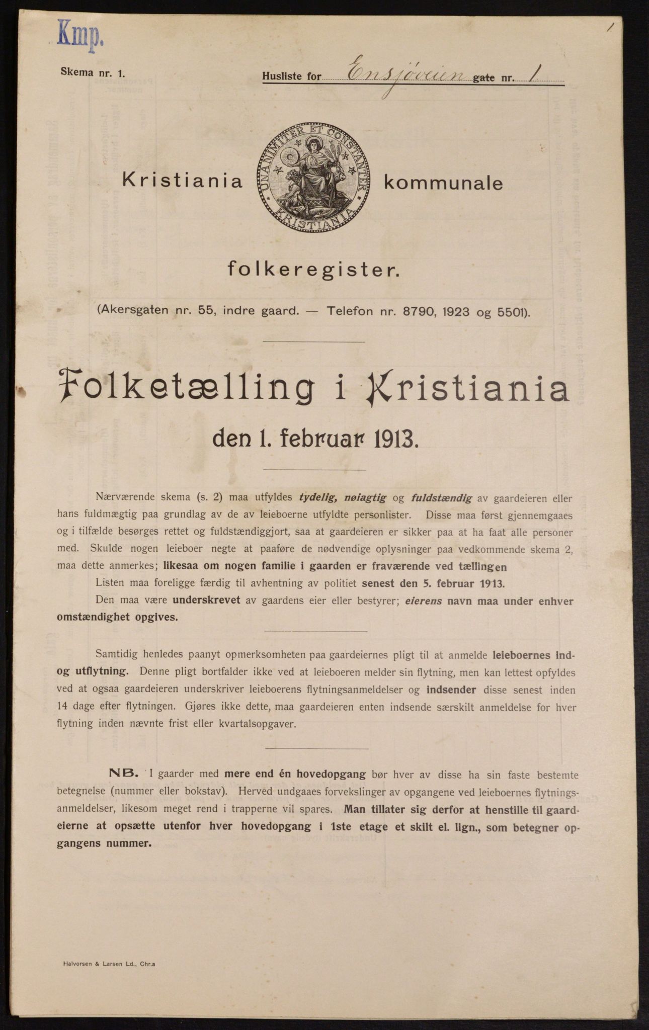 OBA, Kommunal folketelling 1.2.1913 for Kristiania, 1913, s. 22034