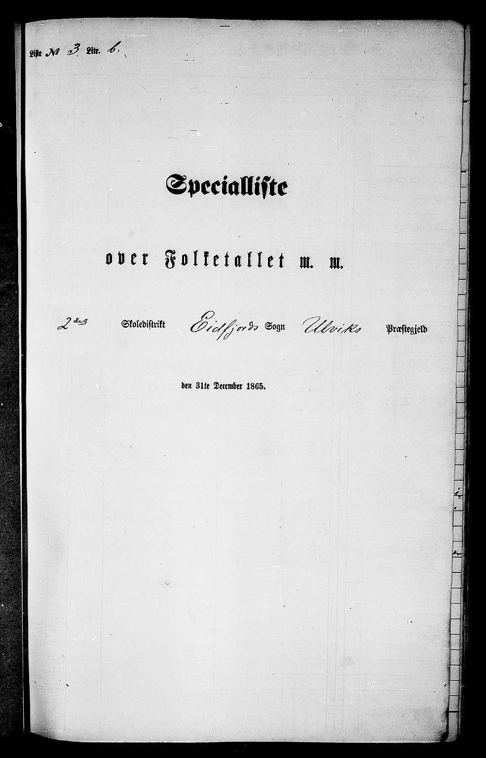 RA, Folketelling 1865 for 1233P Ulvik prestegjeld, 1865, s. 49