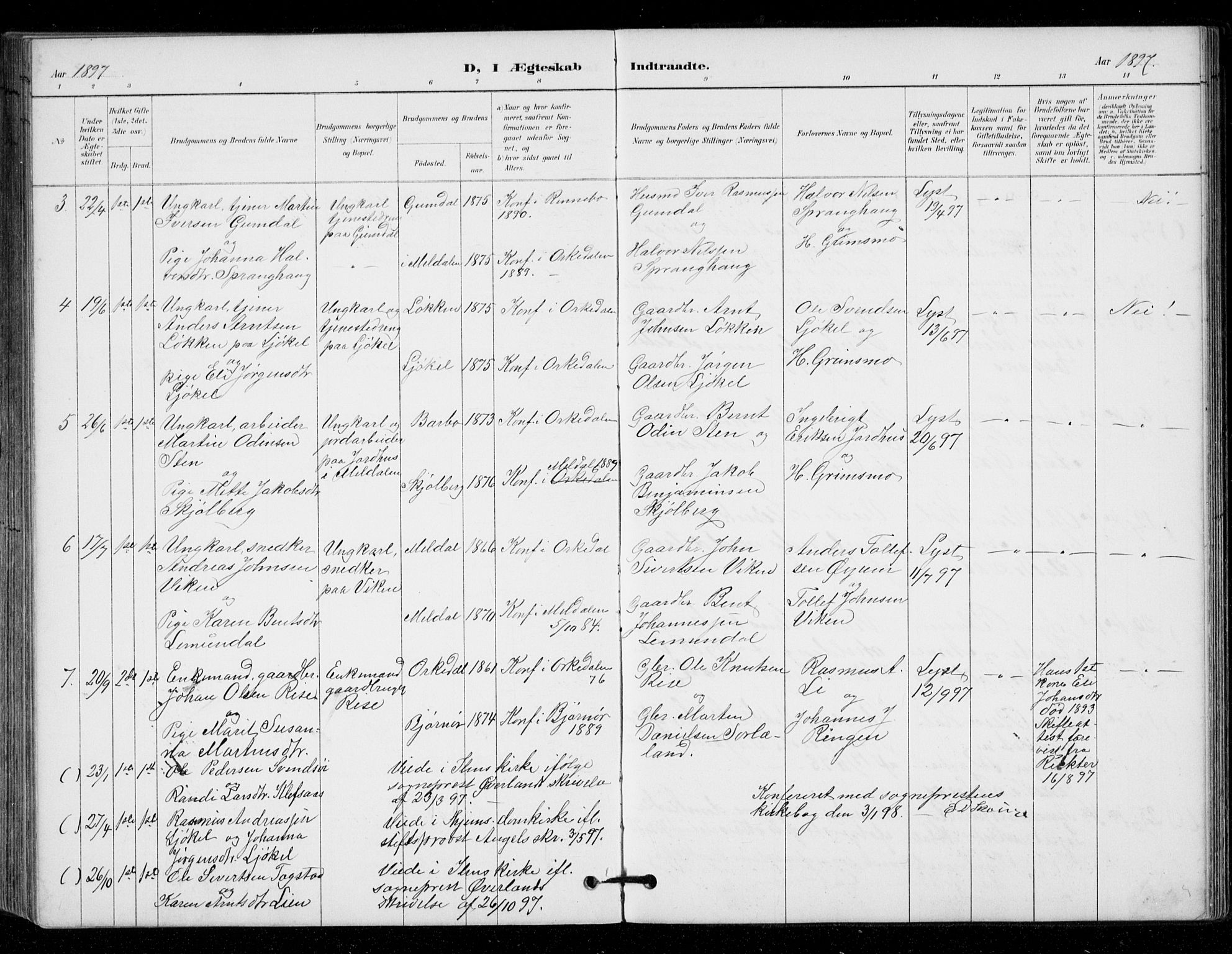 Ministerialprotokoller, klokkerbøker og fødselsregistre - Sør-Trøndelag, SAT/A-1456/671/L0841: Ministerialbok nr. 671A03, 1893-1915
