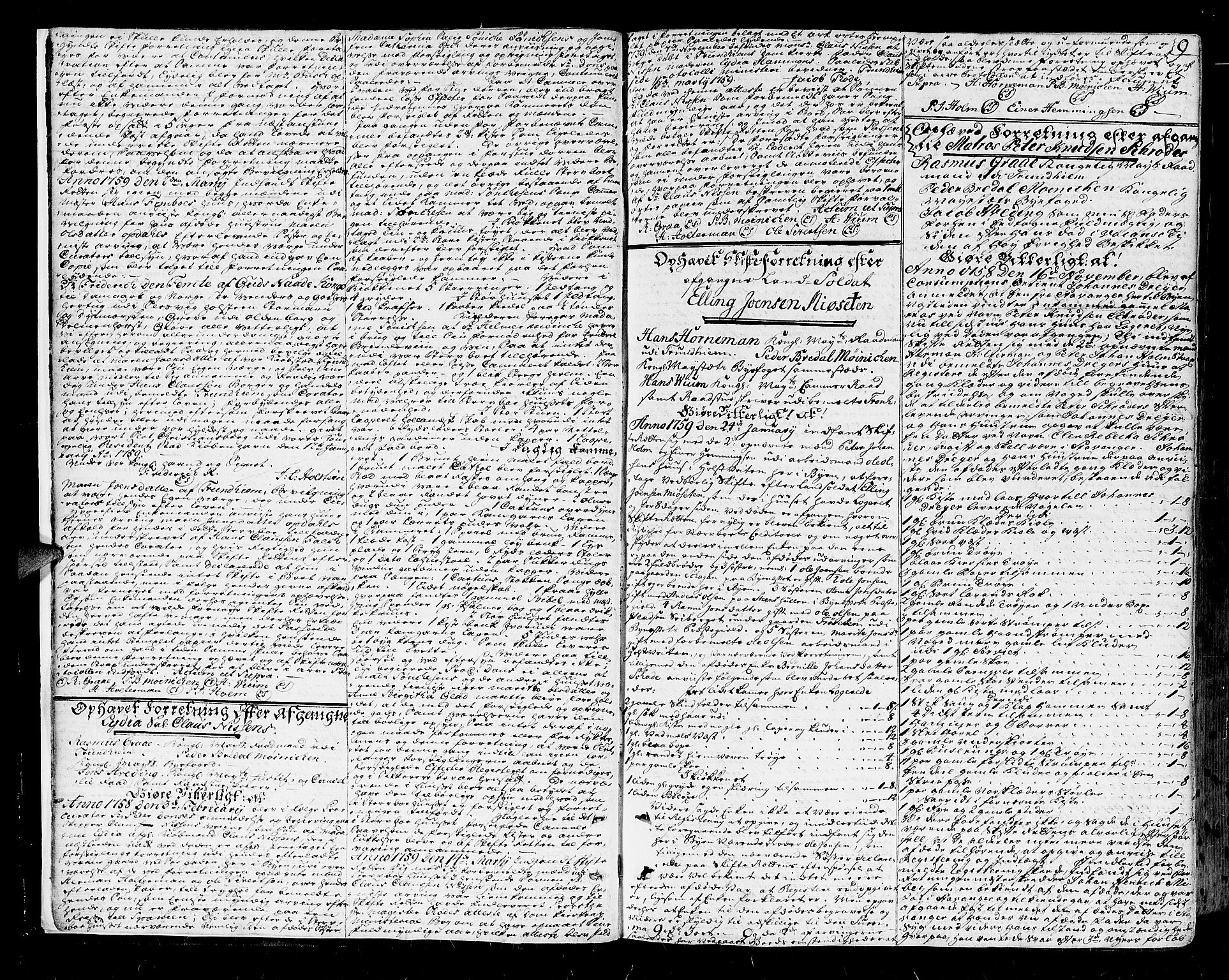 Trondheim byfogd, AV/SAT-A-0003/1/3/3A/L0020: Skifteprotokoll - gml.nr.17. (m/ register) U, 1758-1765, s. 8b-9a