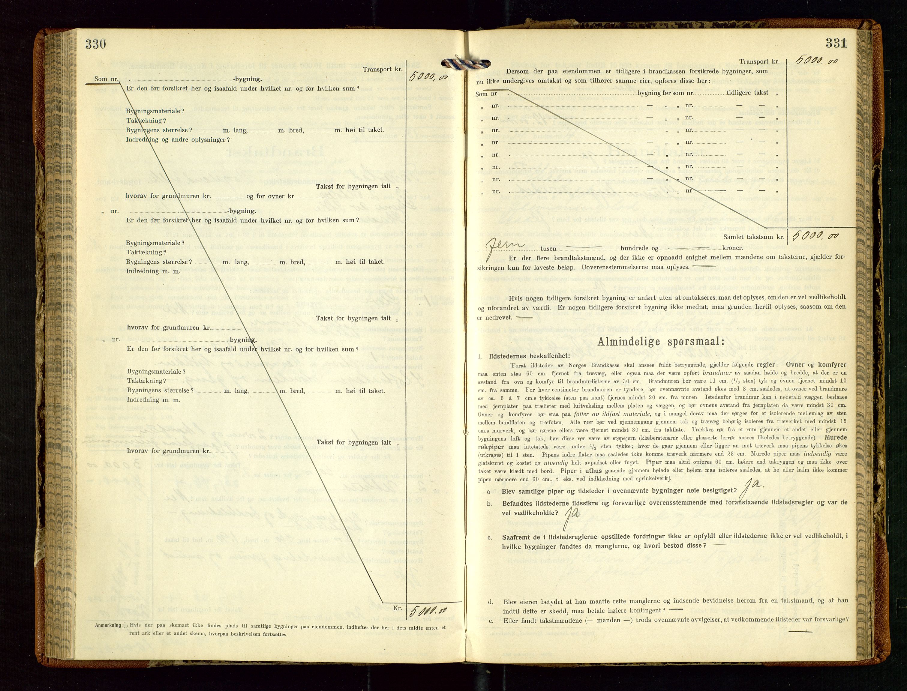 Torvestad lensmannskontor, AV/SAST-A-100307/1/Gob/L0005: "Brandtaxationsprotokol for Torvestad Lensmannsdistrikt", 1915-1928, s. 330-331