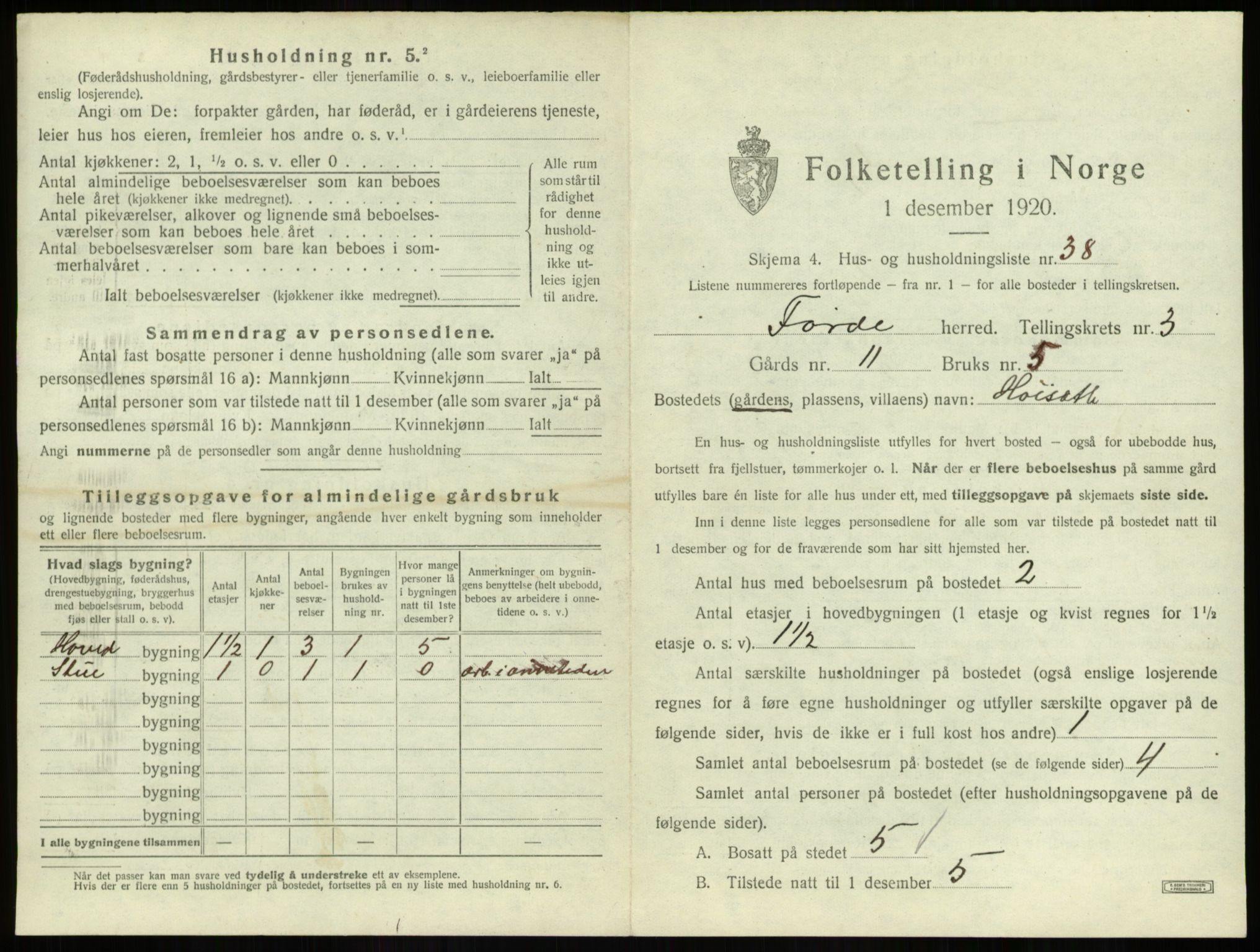 SAB, Folketelling 1920 for 1432 Førde herred, 1920, s. 210