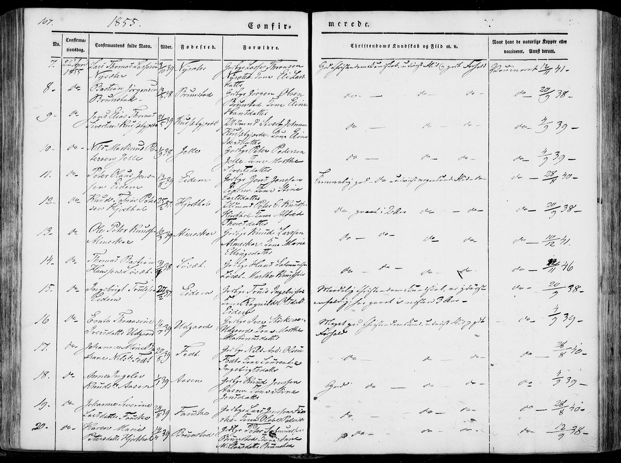Ministerialprotokoller, klokkerbøker og fødselsregistre - Møre og Romsdal, AV/SAT-A-1454/522/L0313: Ministerialbok nr. 522A08, 1852-1862, s. 107