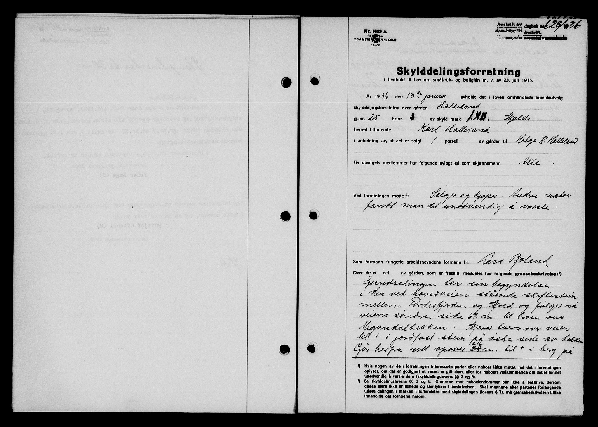 Karmsund sorenskriveri, SAST/A-100311/01/II/IIB/L0066: Pantebok nr. 47A, 1936-1936, Dagboknr: 628/1936