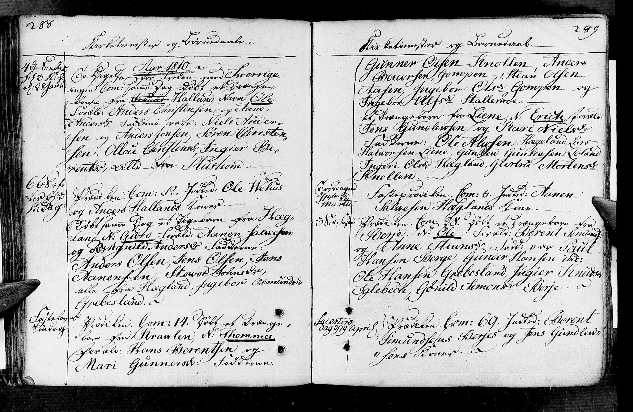 Vennesla sokneprestkontor, AV/SAK-1111-0045/Fa/Fac/L0002: Ministerialbok nr. A 2, 1785-1834, s. 288-289