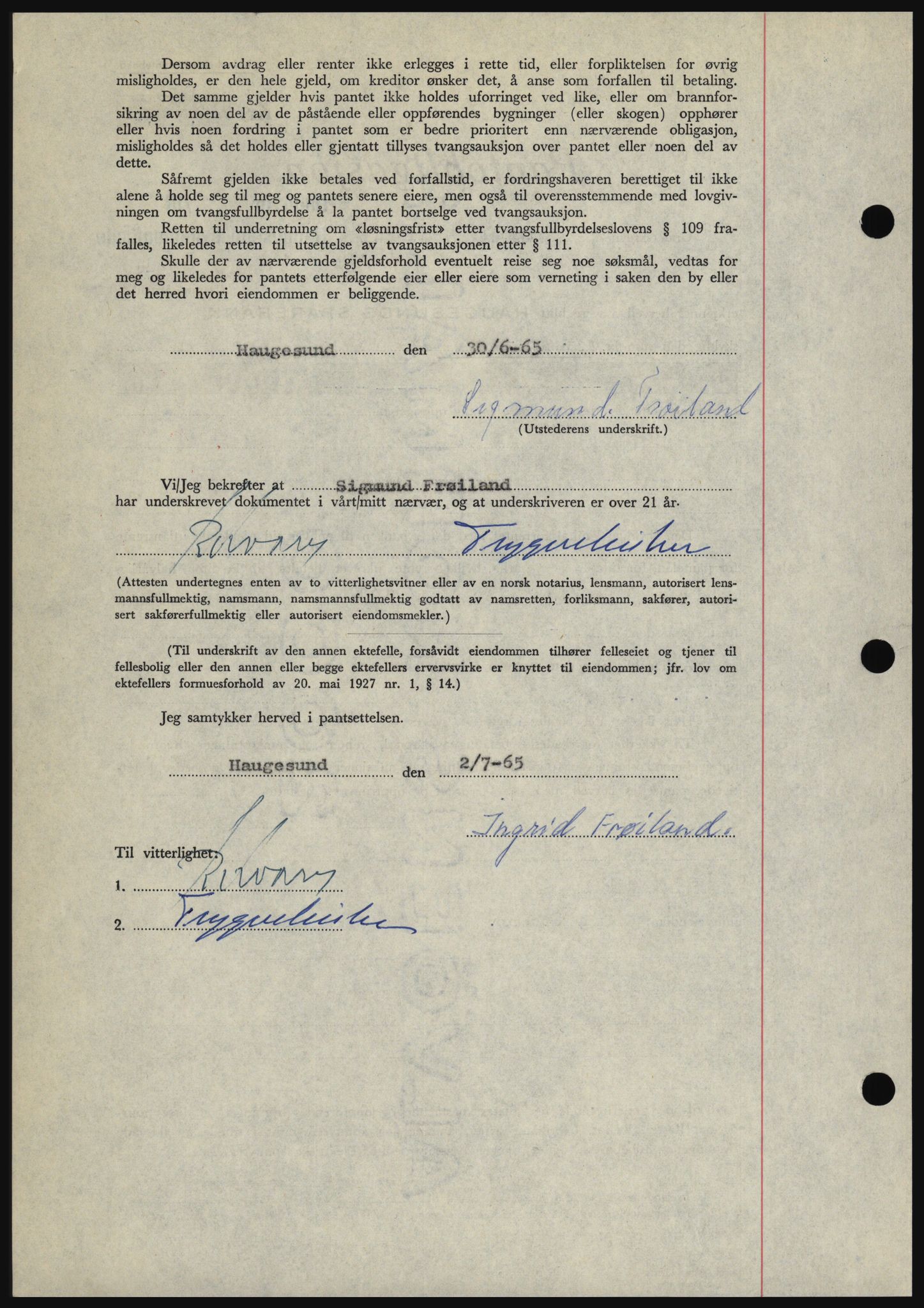 Haugesund tingrett, SAST/A-101415/01/II/IIC/L0053: Pantebok nr. B 53, 1965-1965, Dagboknr: 1645/1965