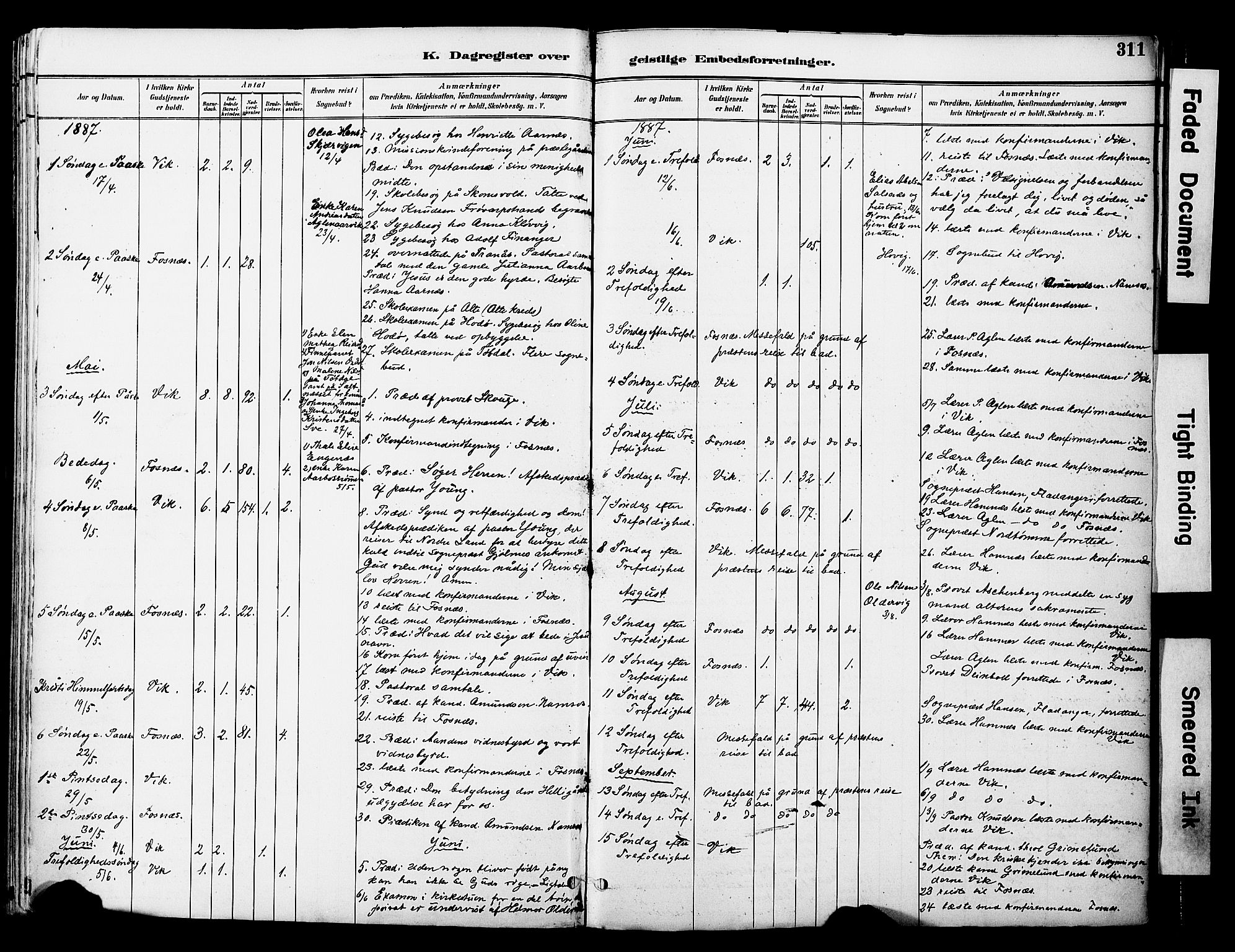 Ministerialprotokoller, klokkerbøker og fødselsregistre - Nord-Trøndelag, AV/SAT-A-1458/774/L0628: Ministerialbok nr. 774A02, 1887-1903, s. 311