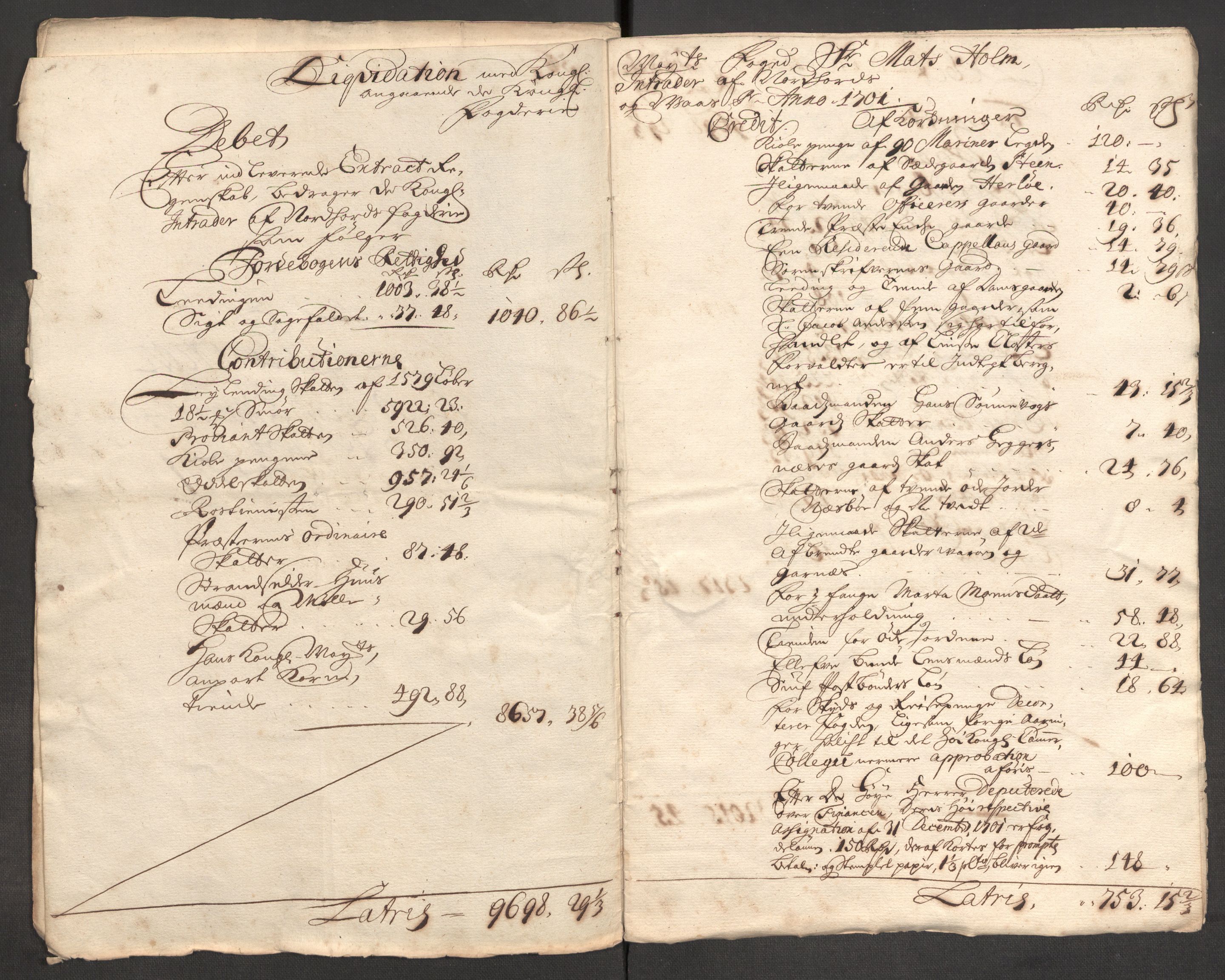 Rentekammeret inntil 1814, Reviderte regnskaper, Fogderegnskap, AV/RA-EA-4092/R51/L3185: Fogderegnskap Nordhordland og Voss, 1700-1701, s. 264