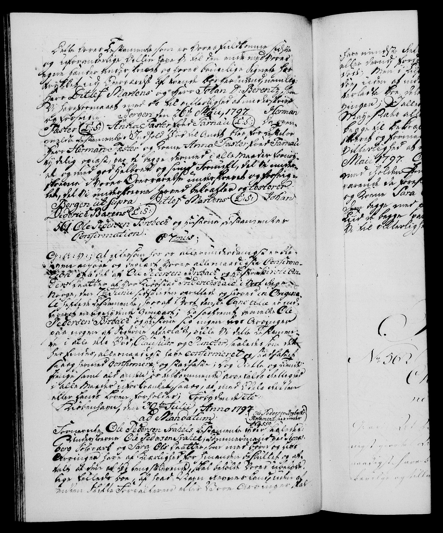Danske Kanselli 1572-1799, RA/EA-3023/F/Fc/Fca/Fcaa/L0057: Norske registre, 1797, s. 277b