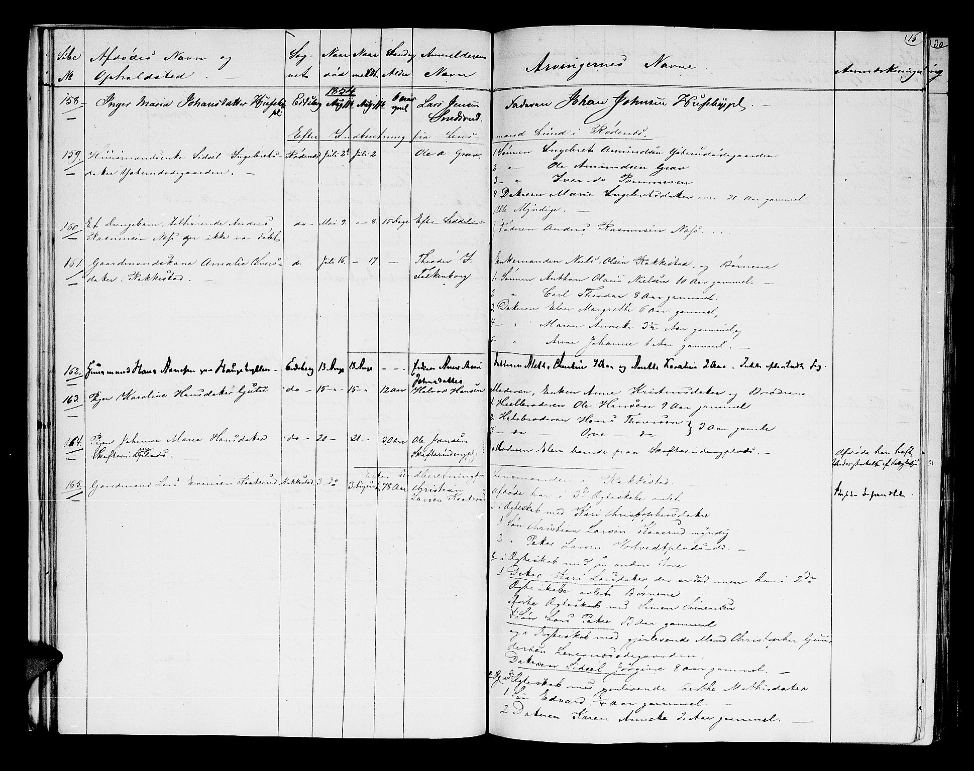 Rakkestad sorenskriveri, SAO/A-10686/H/Ha/Haa/L0002: Dødsanmeldelsesprotokoller, 1854-1860, s. 16