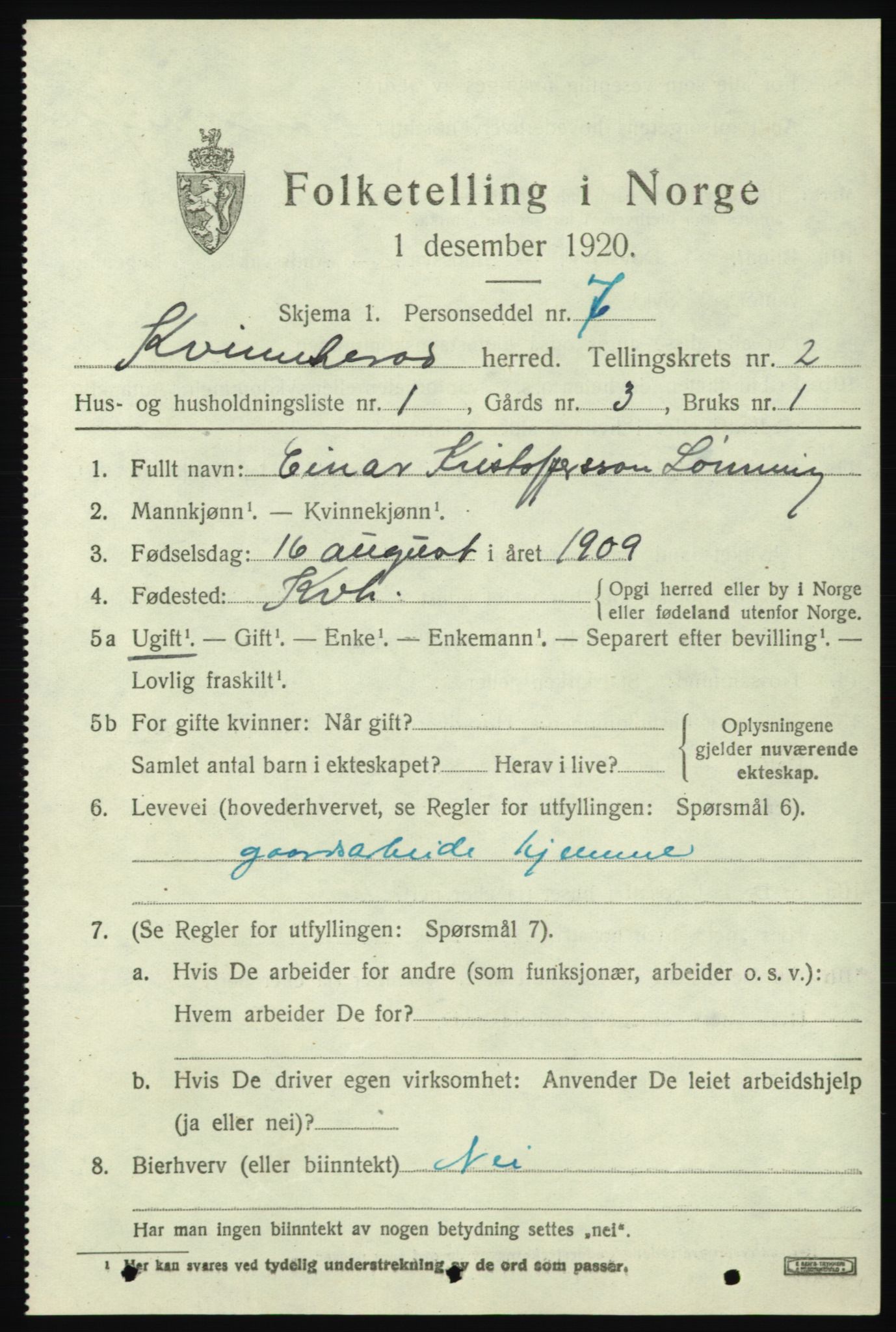 SAB, Folketelling 1920 for 1224 Kvinnherad herred, 1920, s. 4084