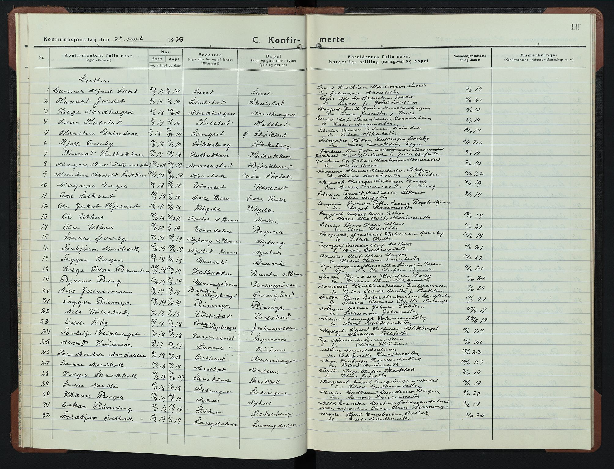 Elverum prestekontor, SAH/PREST-044/H/Ha/Hab/L0016: Klokkerbok nr. 16, 1930-1953, s. 10