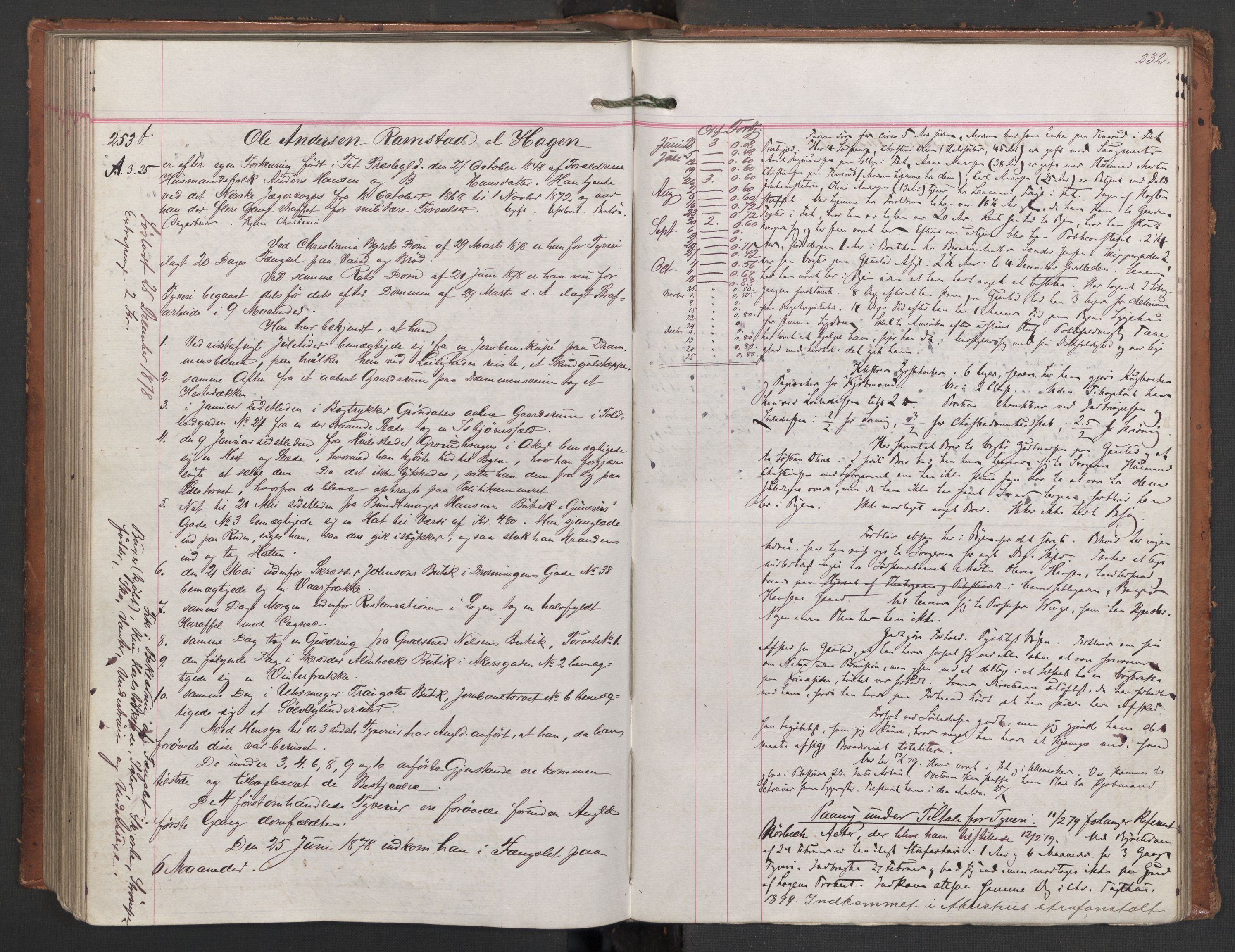 Botsfengslet, AV/RA-S-1539/D/Db/Dbb/L0017: 21f - 314f, 1877-1878, s. 232