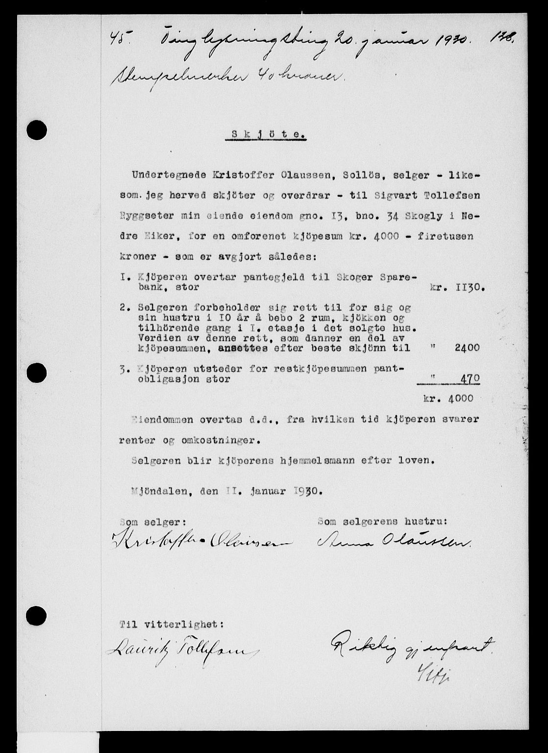 Eiker, Modum og Sigdal sorenskriveri, SAKO/A-123/G/Ga/Gab/L0020: Pantebok nr. II 20, 1929-1930, s. 138