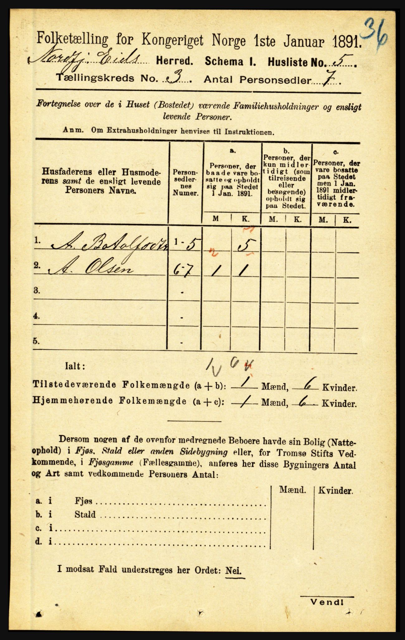 RA, Folketelling 1891 for 1443 Eid herred, 1891, s. 492