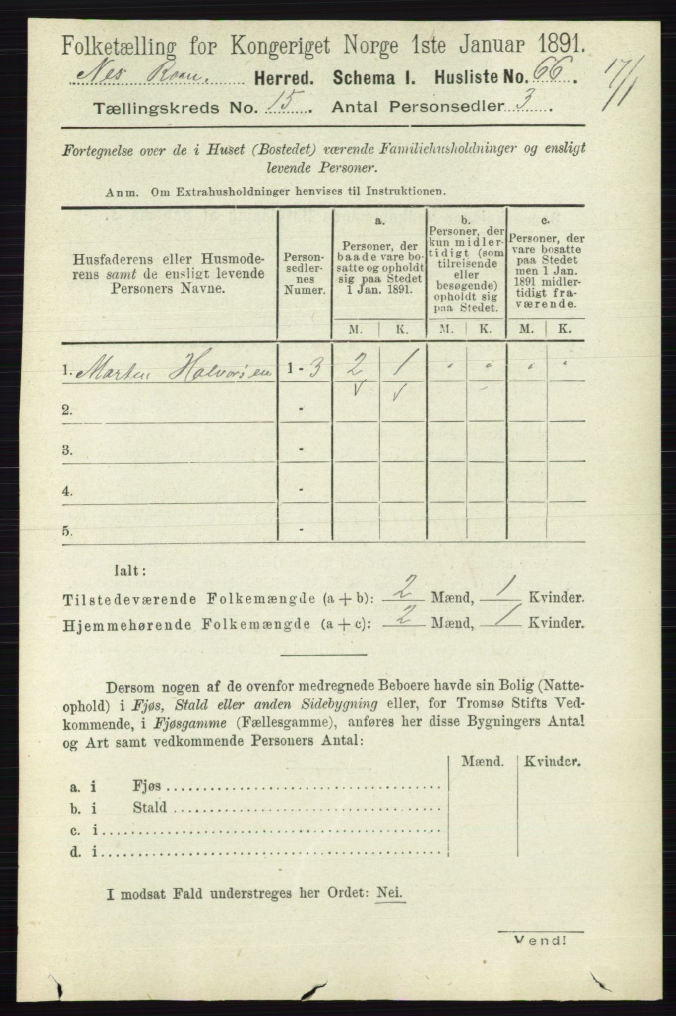 RA, Folketelling 1891 for 0236 Nes herred, 1891, s. 8987