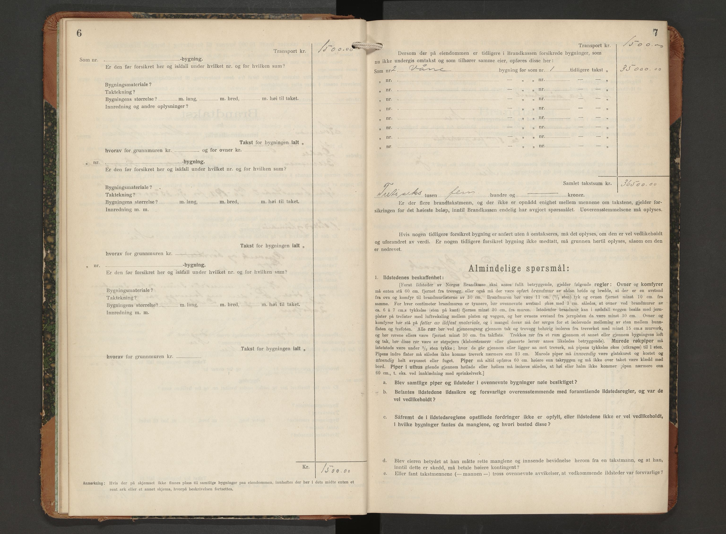 Norges Brannkasse Averøy og Frei, AV/SAT-A-5505/Fb/L0004: Branntakstprotokoll, 1926-1946, s. 6-7