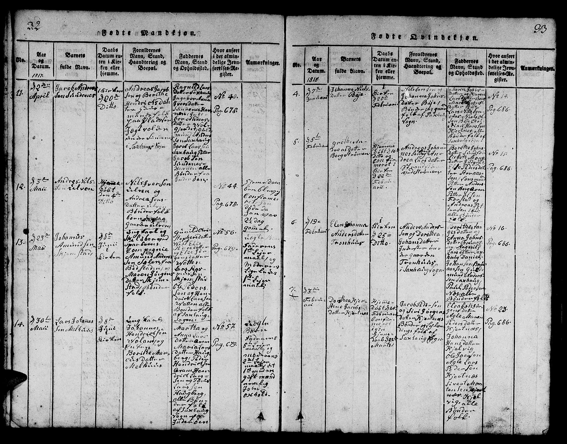 Ministerialprotokoller, klokkerbøker og fødselsregistre - Nord-Trøndelag, SAT/A-1458/730/L0298: Klokkerbok nr. 730C01, 1816-1849, s. 32-33