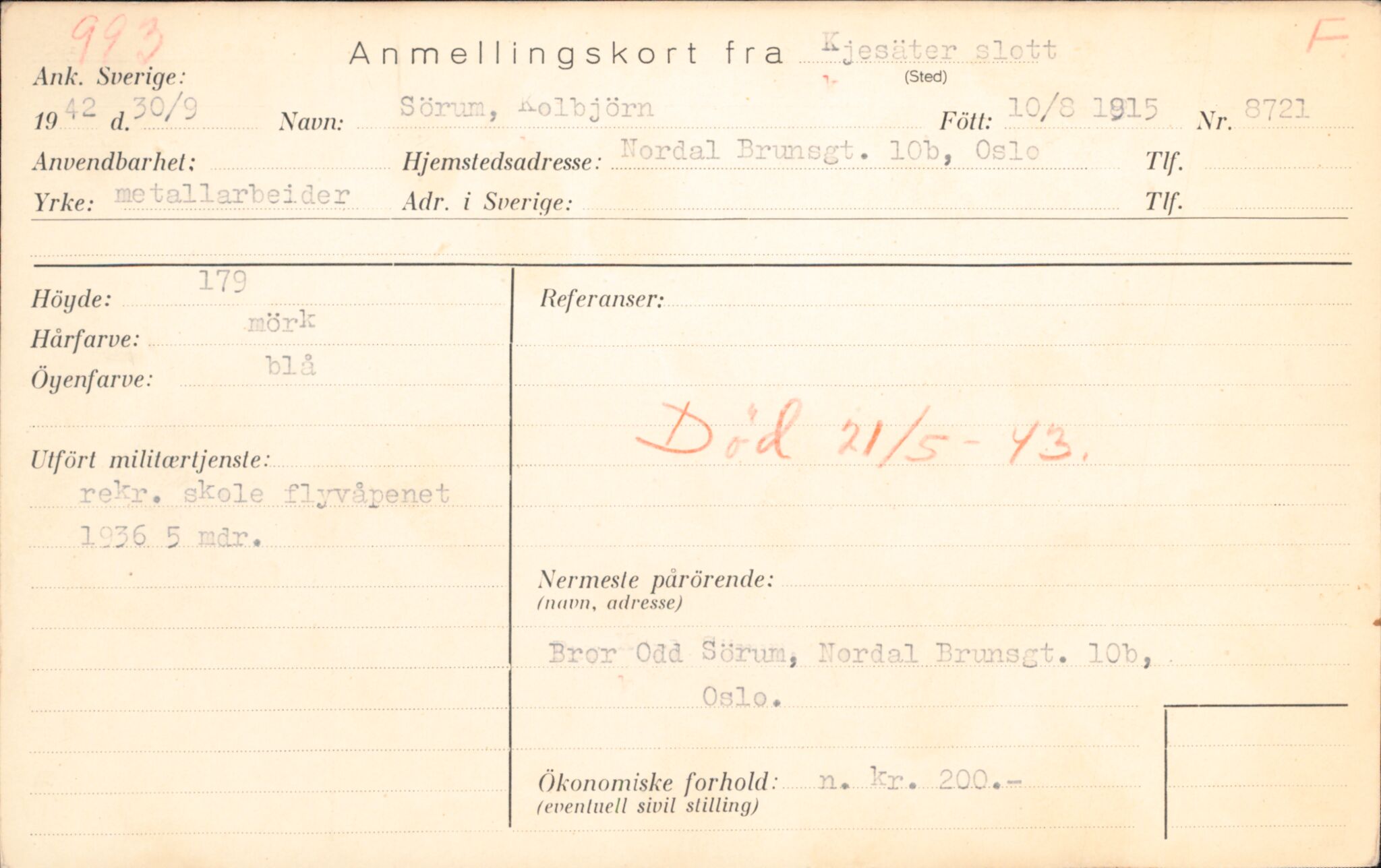Forsvaret, Forsvarets overkommando/Luftforsvarsstaben, RA/RAFA-4079/P/Pa/L0044: Personellpapirer, 1915, s. 189