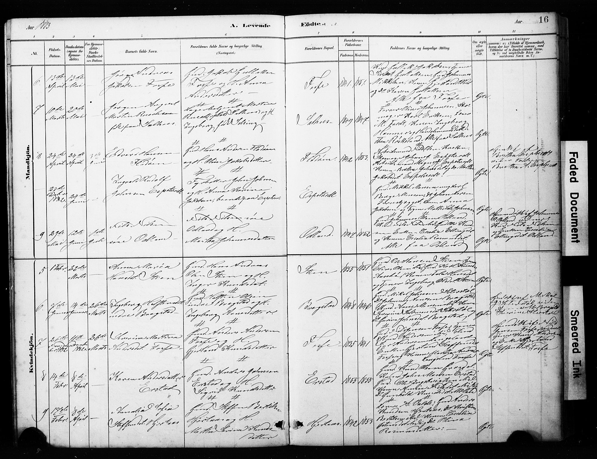 Alversund Sokneprestembete, AV/SAB-A-73901/H/Ha/Hab: Klokkerbok nr. C 3, 1881-1894, s. 16