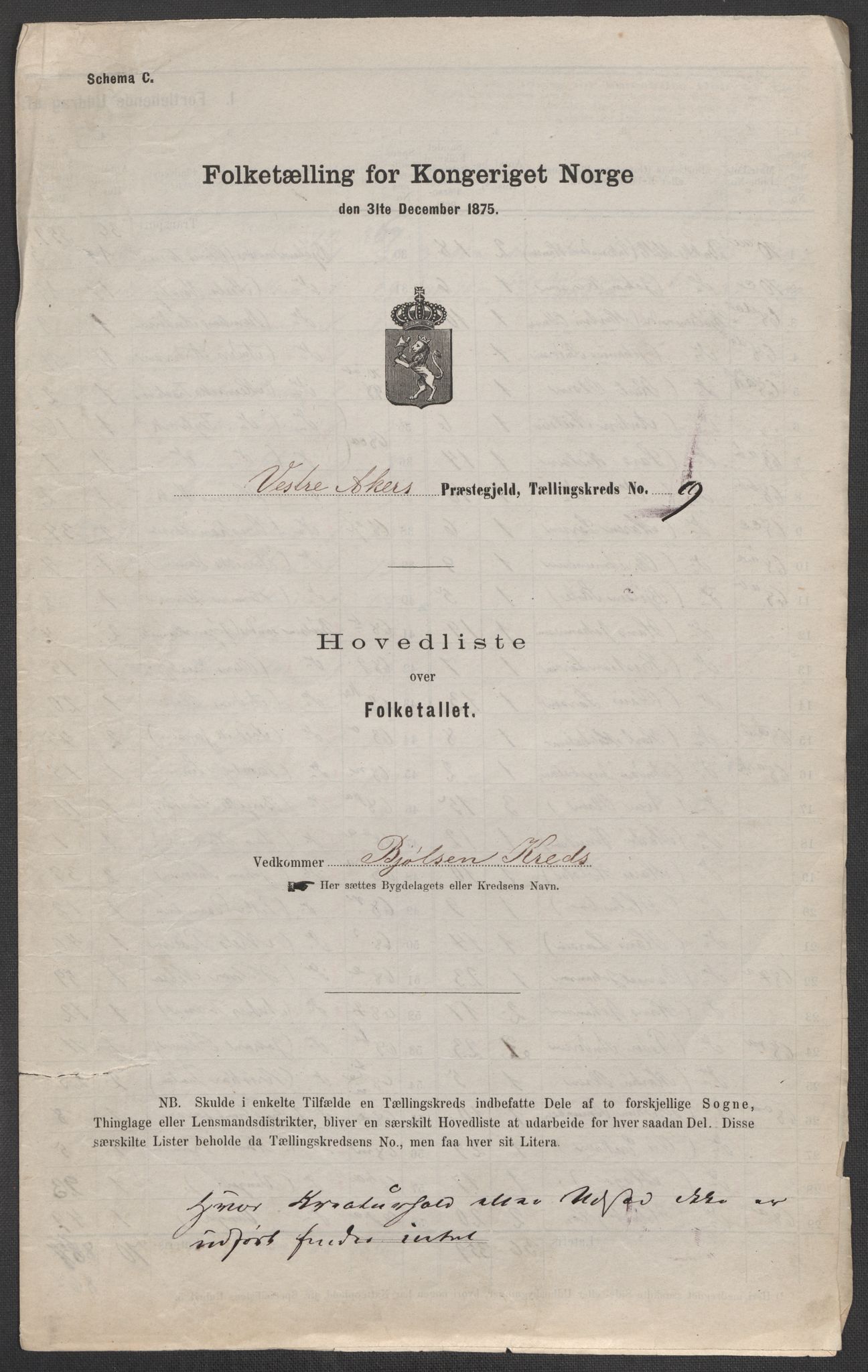 RA, Folketelling 1875 for 0218aP Vestre Aker prestegjeld, 1875, s. 67