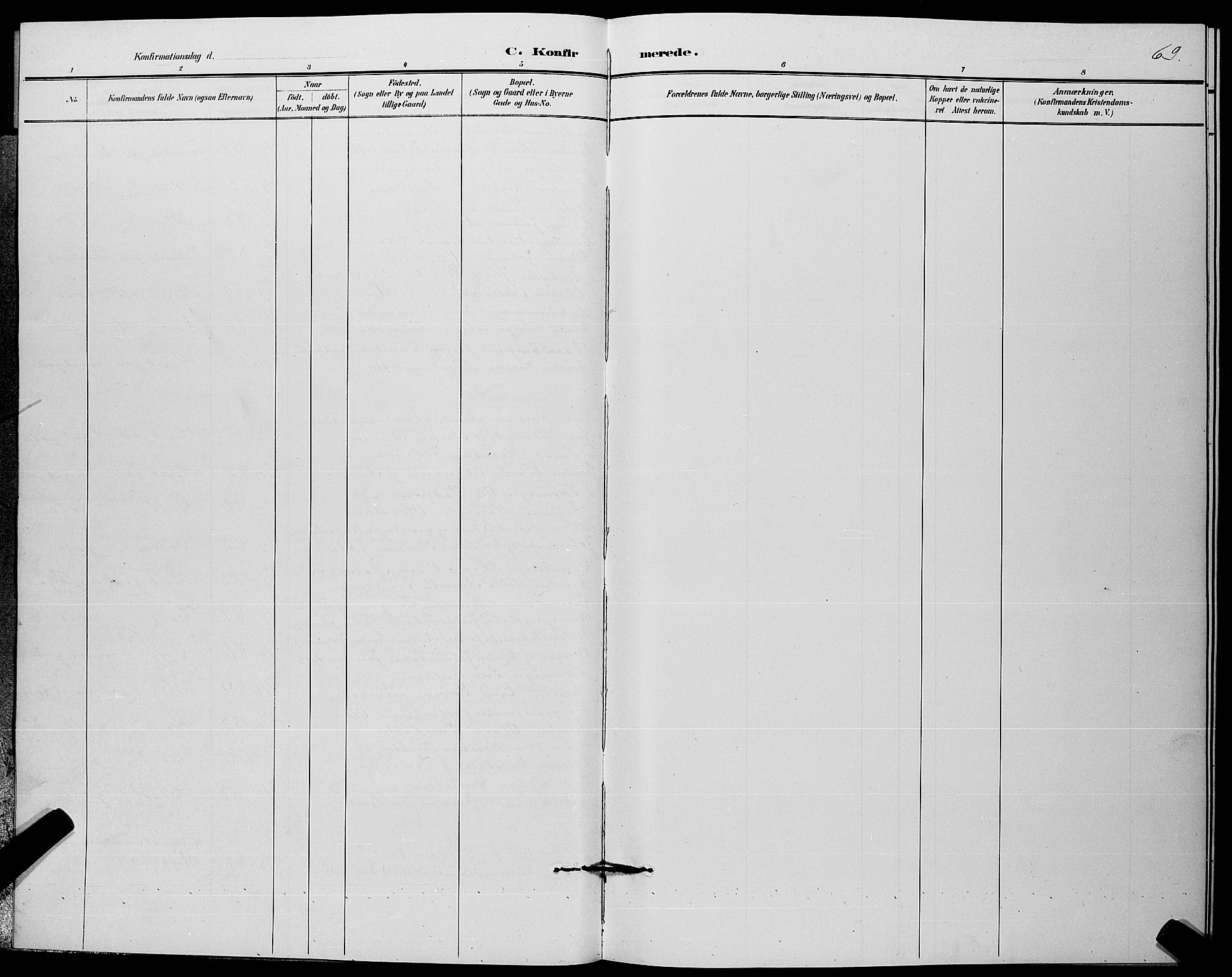 Strømm kirkebøker, SAKO/A-322/G/Ga/L0003: Klokkerbok nr. I 3, 1889-1896, s. 69