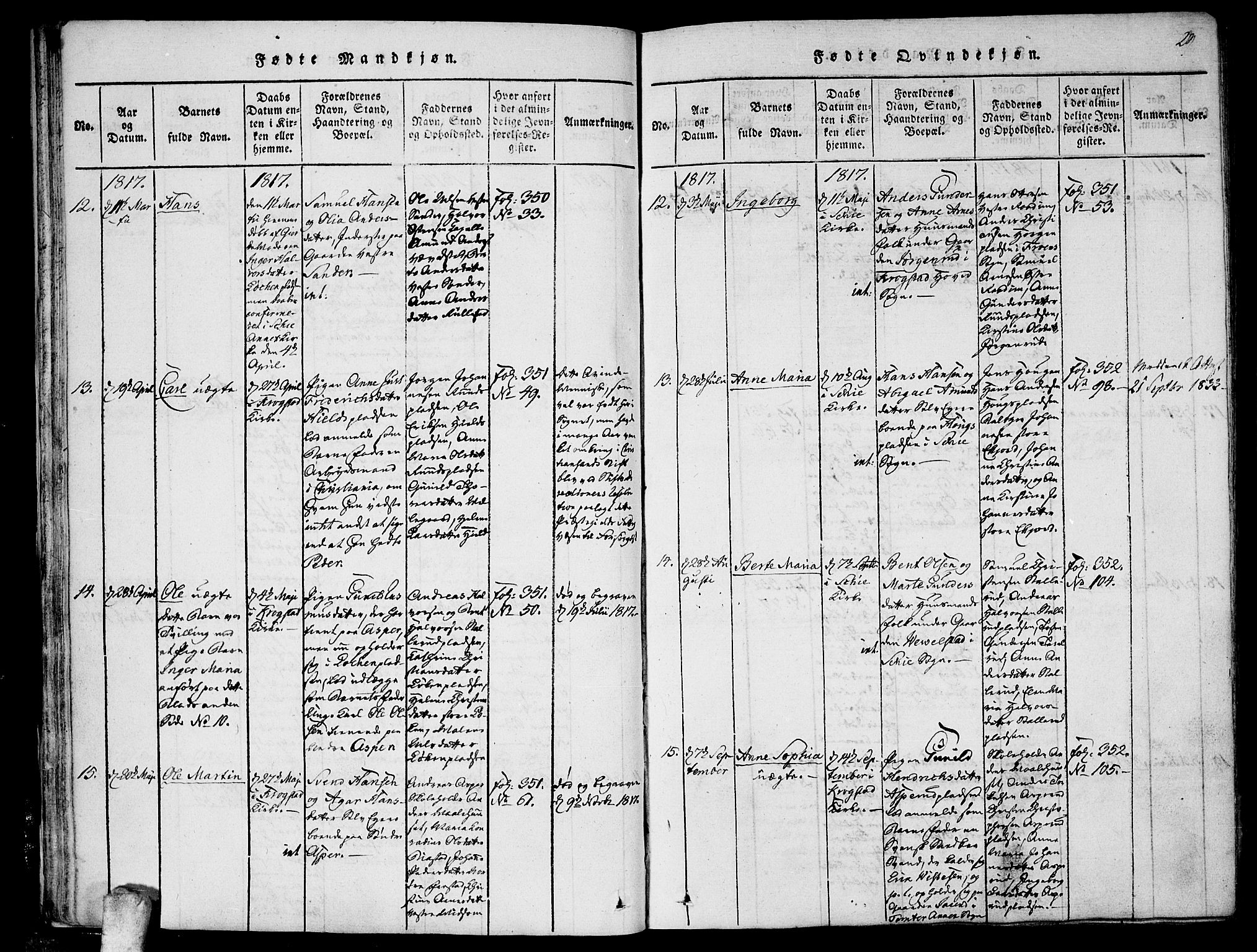 Kråkstad prestekontor Kirkebøker, SAO/A-10125a/F/Fa/L0003: Ministerialbok nr. I 3, 1813-1824, s. 29
