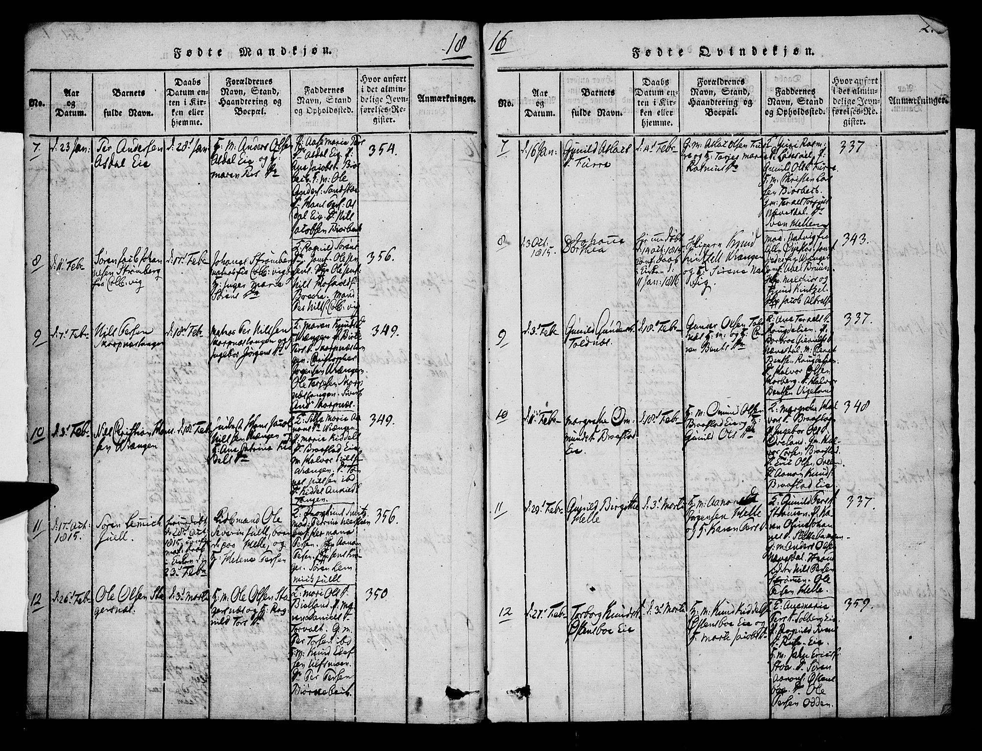 Øyestad sokneprestkontor, SAK/1111-0049/F/Fa/L0012: Ministerialbok nr. A 12, 1816-1827, s. 2