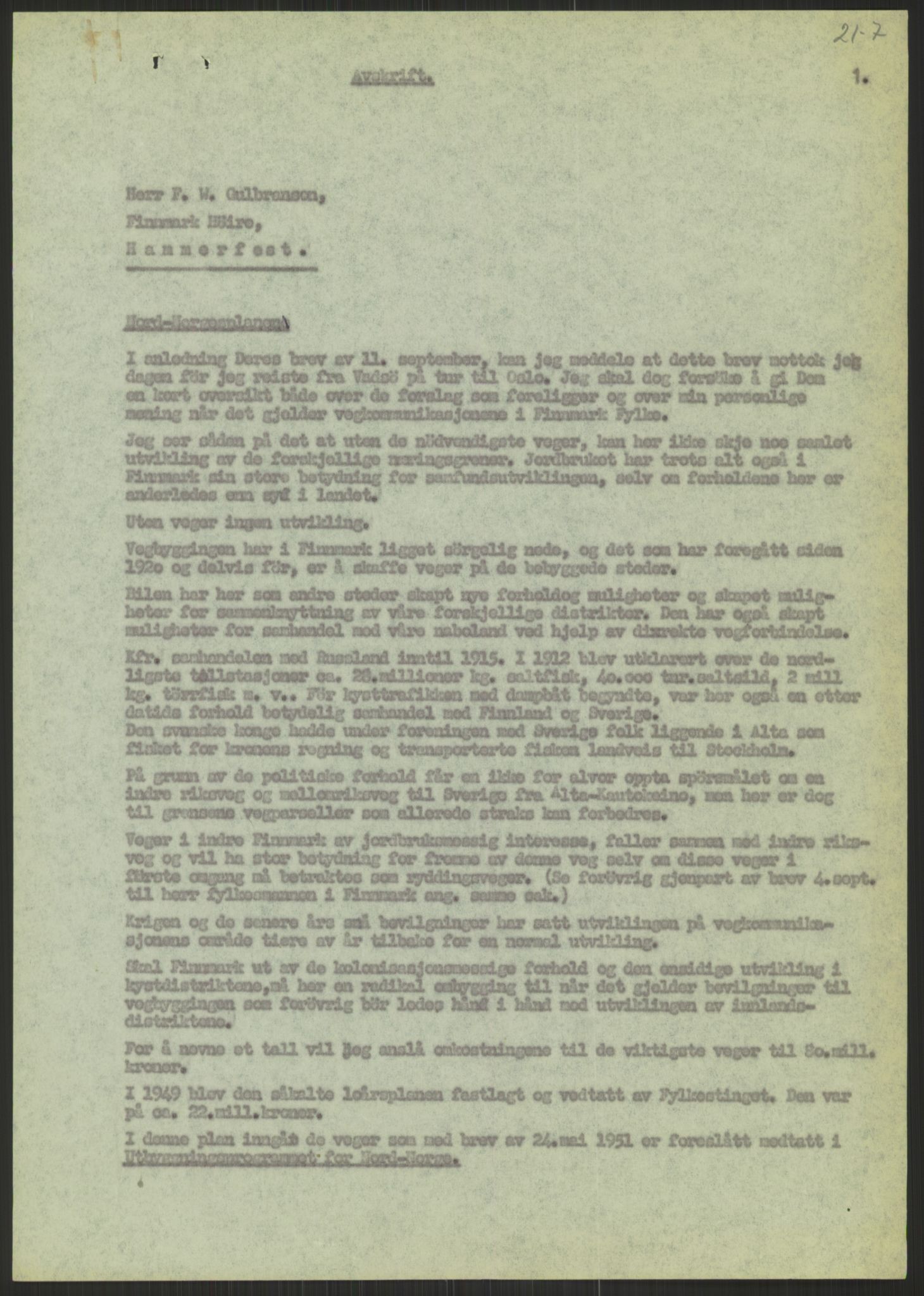 Høyres Hovedorganisasjon, RA/PA-0583/1/D/Dd/L0131: 21 Stortinget/23 Statsministeren. Regjeringen, 1951-1965, s. 1233