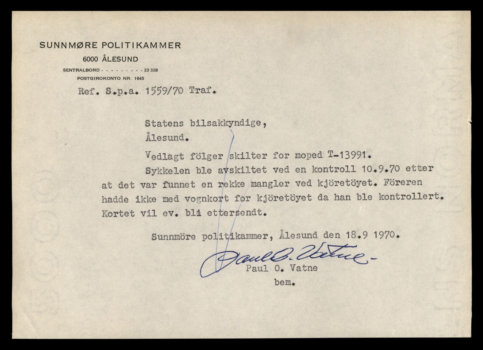 Møre og Romsdal vegkontor - Ålesund trafikkstasjon, AV/SAT-A-4099/F/Fe/L0042: Registreringskort for kjøretøy T 13906 - T 14079, 1927-1998, s. 1231