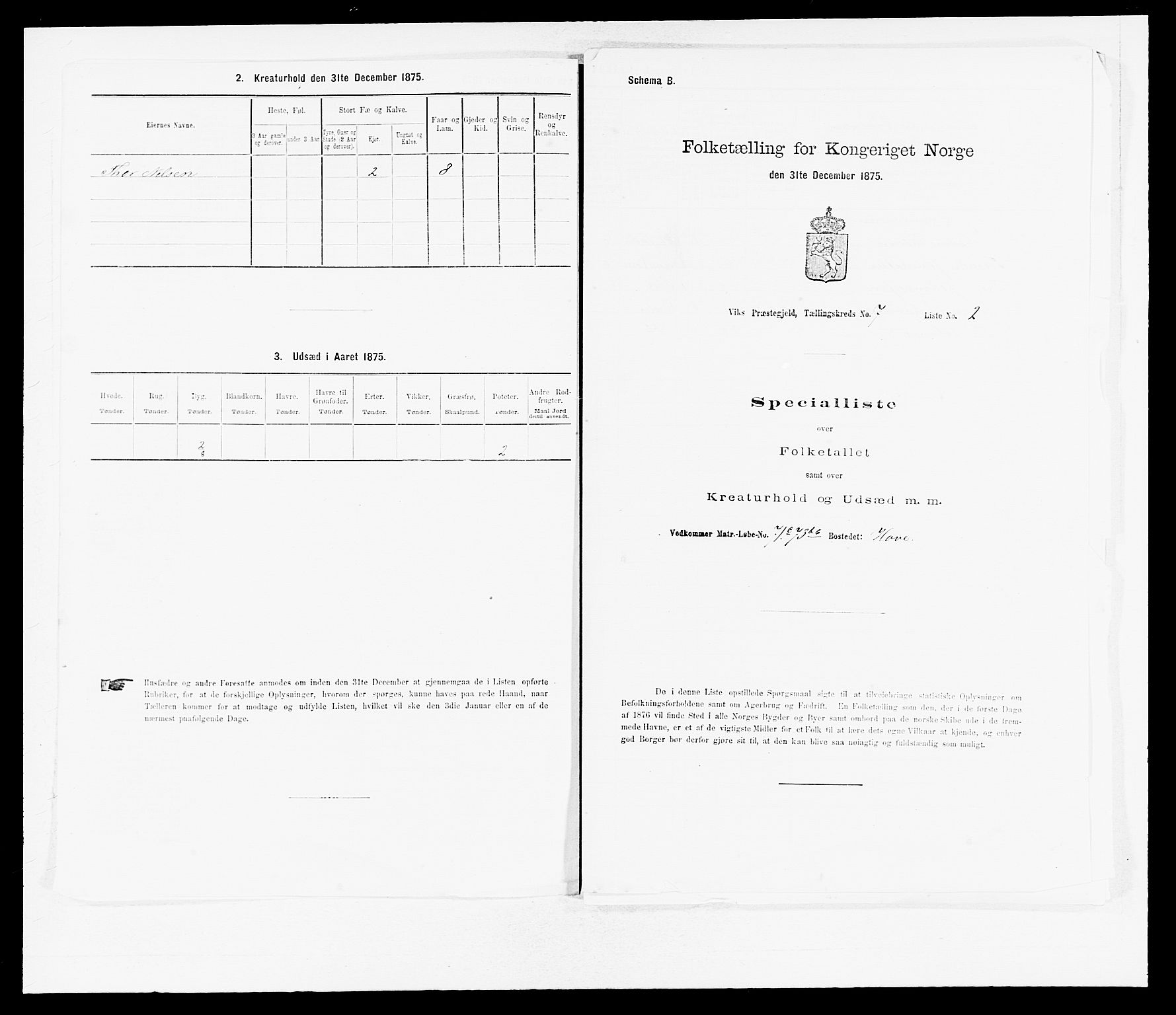 SAB, Folketelling 1875 for 1417P Vik prestegjeld, 1875, s. 815