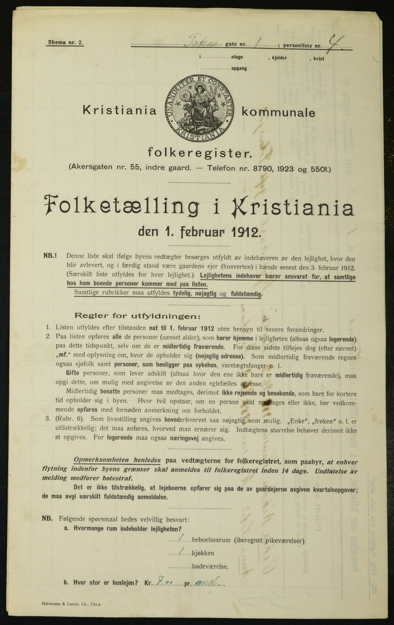OBA, Kommunal folketelling 1.2.1912 for Kristiania, 1912, s. 115374