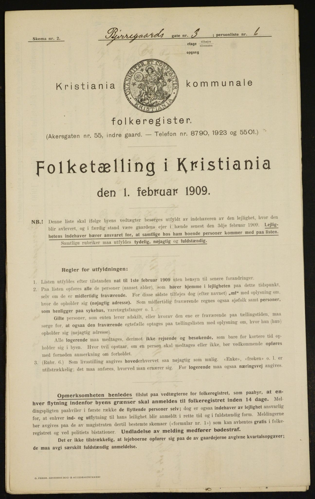 OBA, Kommunal folketelling 1.2.1909 for Kristiania kjøpstad, 1909, s. 5148