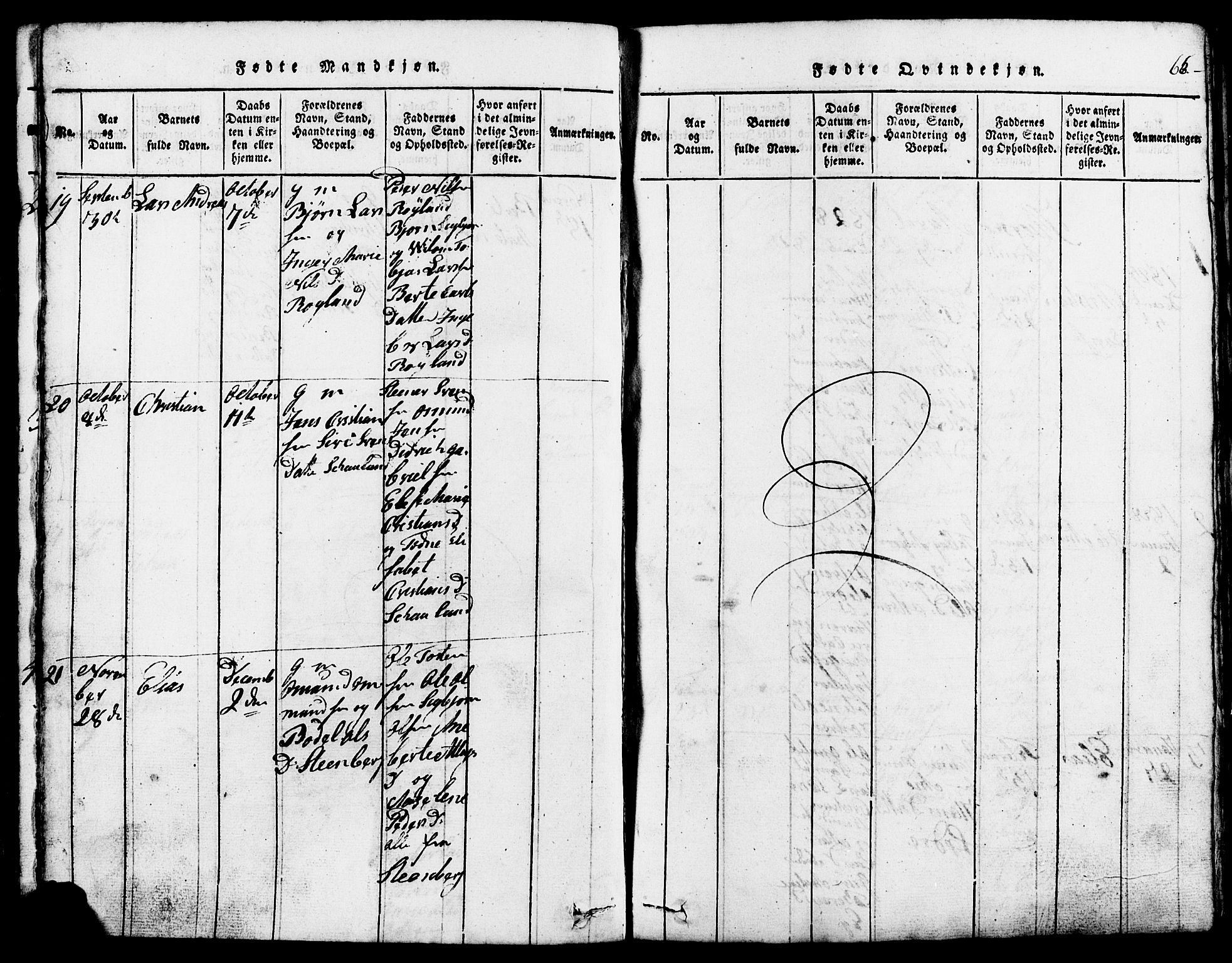 Lund sokneprestkontor, SAST/A-101809/S07/L0002: Klokkerbok nr. B 2, 1816-1832, s. 66