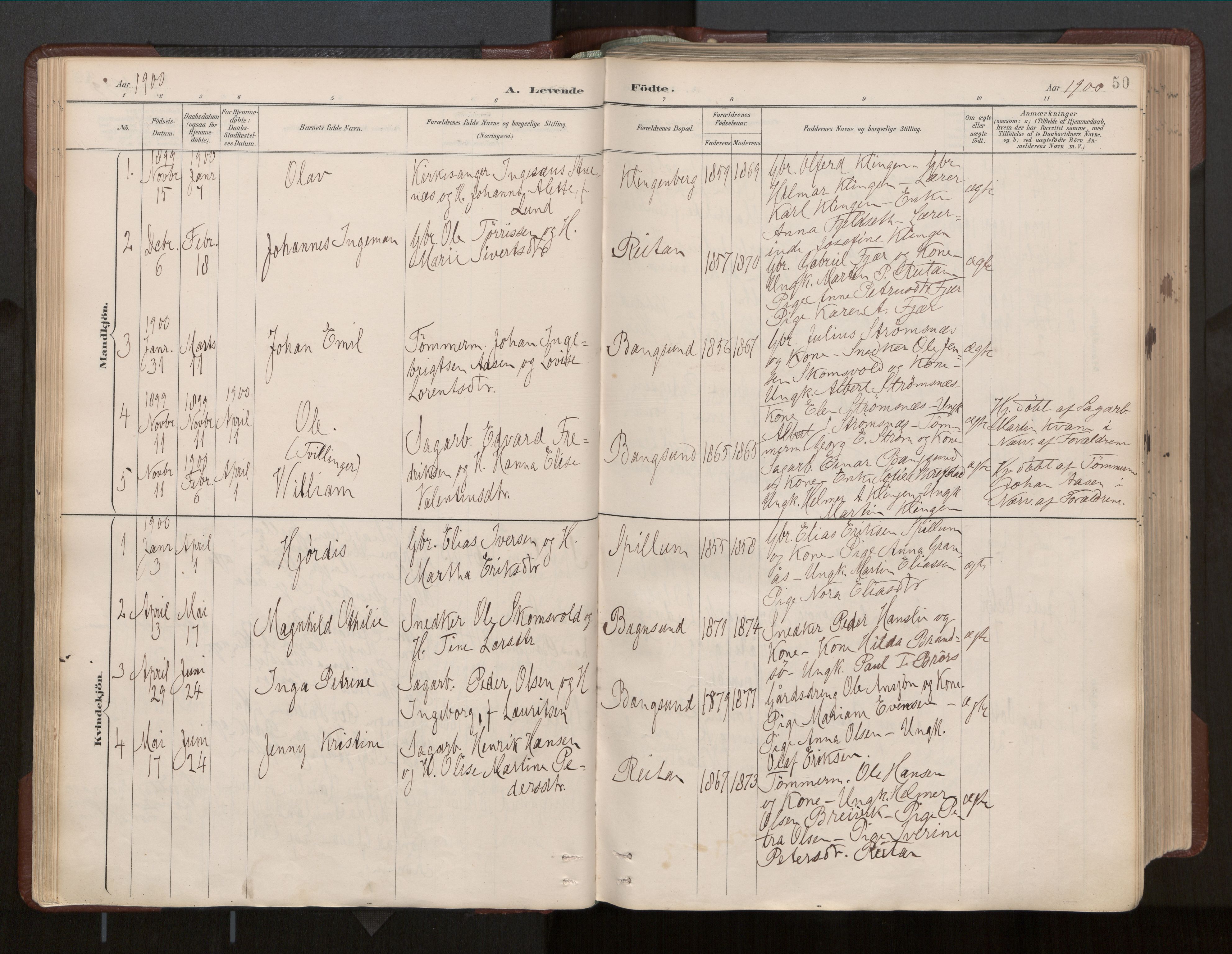 Ministerialprotokoller, klokkerbøker og fødselsregistre - Nord-Trøndelag, AV/SAT-A-1458/770/L0589: Ministerialbok nr. 770A03, 1887-1929, s. 50