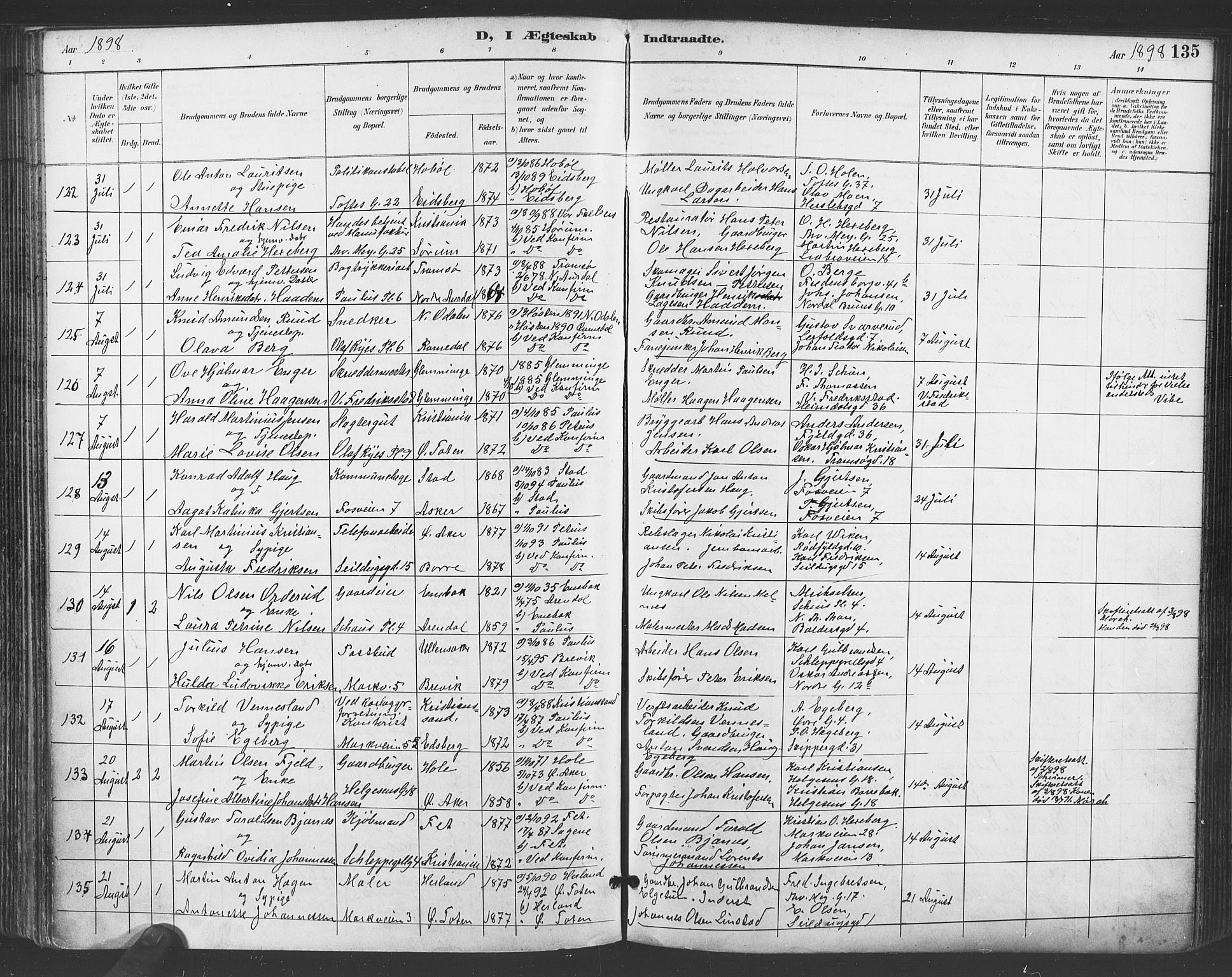 Paulus prestekontor Kirkebøker, AV/SAO-A-10871/F/Fa/L0009: Ministerialbok nr. 9, 1891-1901, s. 135