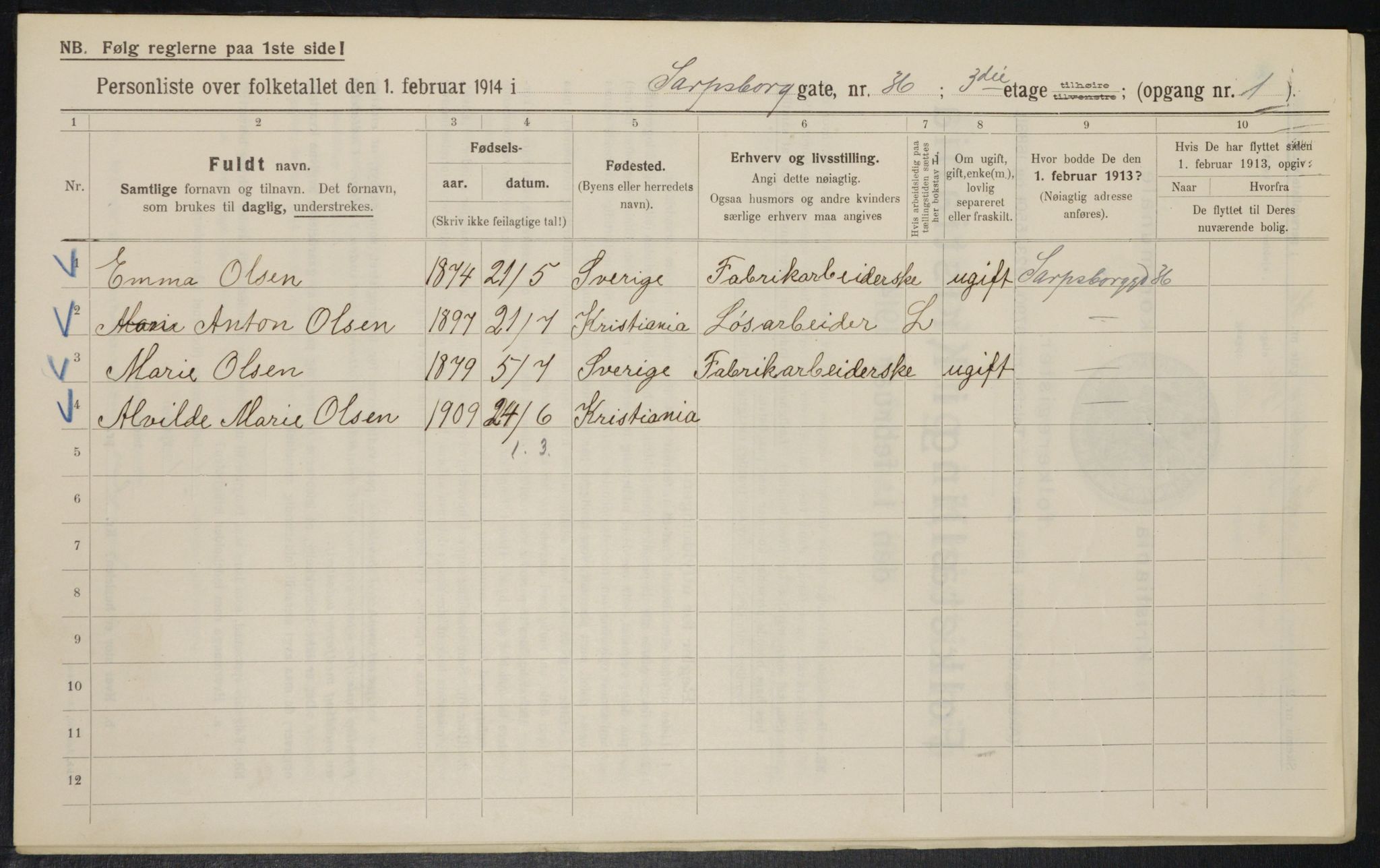 OBA, Kommunal folketelling 1.2.1914 for Kristiania, 1914, s. 89023