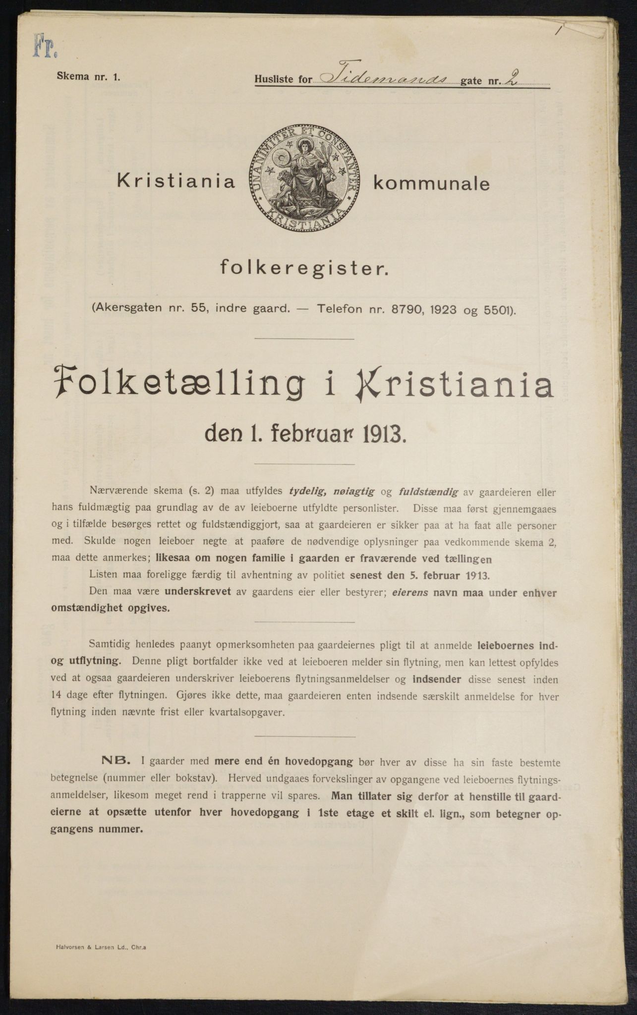 OBA, Kommunal folketelling 1.2.1913 for Kristiania, 1913, s. 111394