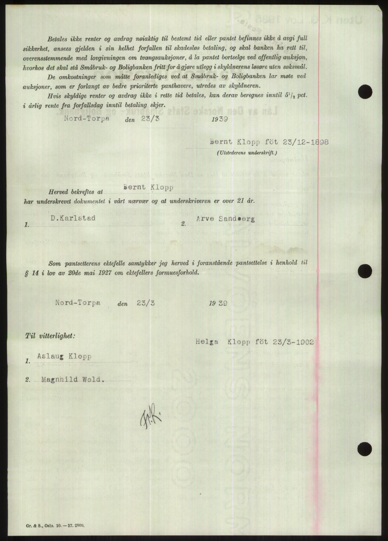 Hadeland og Land tingrett, AV/SAH-TING-010/H/Hb/Hbc/L0004: Pantebok nr. B4, 1938-1939, Dagboknr: 742/1939