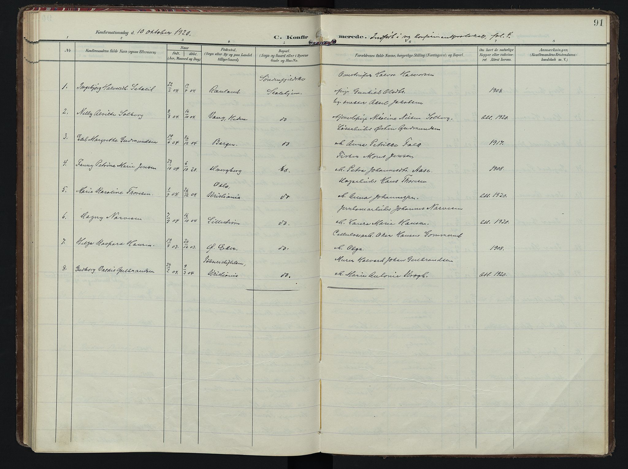 Vestre Bærum prestekontor Kirkebøker, AV/SAO-A-10209a/F/Fa/L0002: Ministerialbok nr. 2, 1905-1920, s. 91