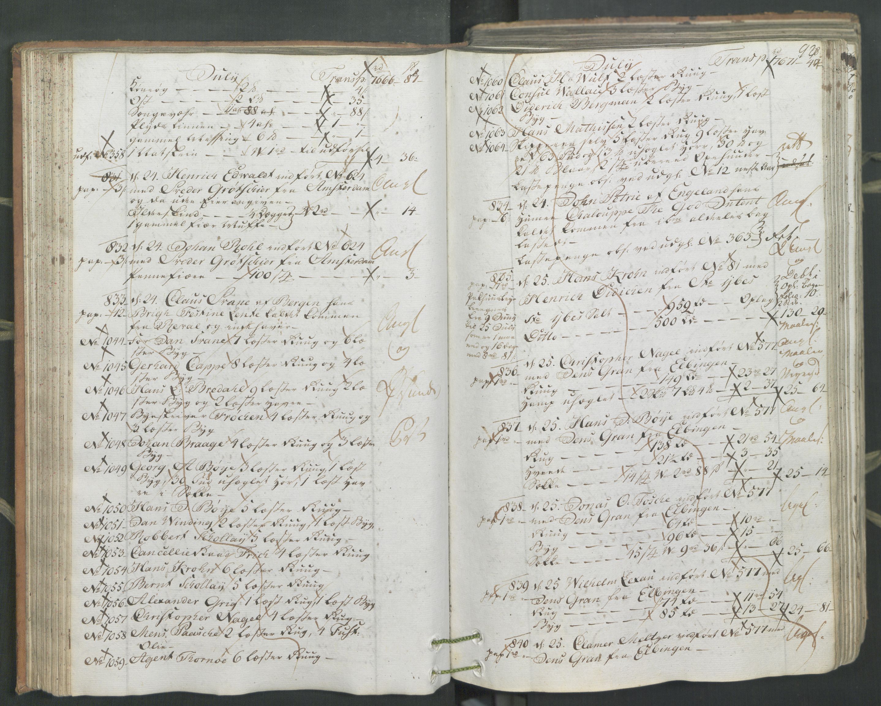 Generaltollkammeret, tollregnskaper, AV/RA-EA-5490/R26/L0222/0001: Tollregnskaper Bergen A / Inngående hovedtollbok, 1786, s. 91b-92a