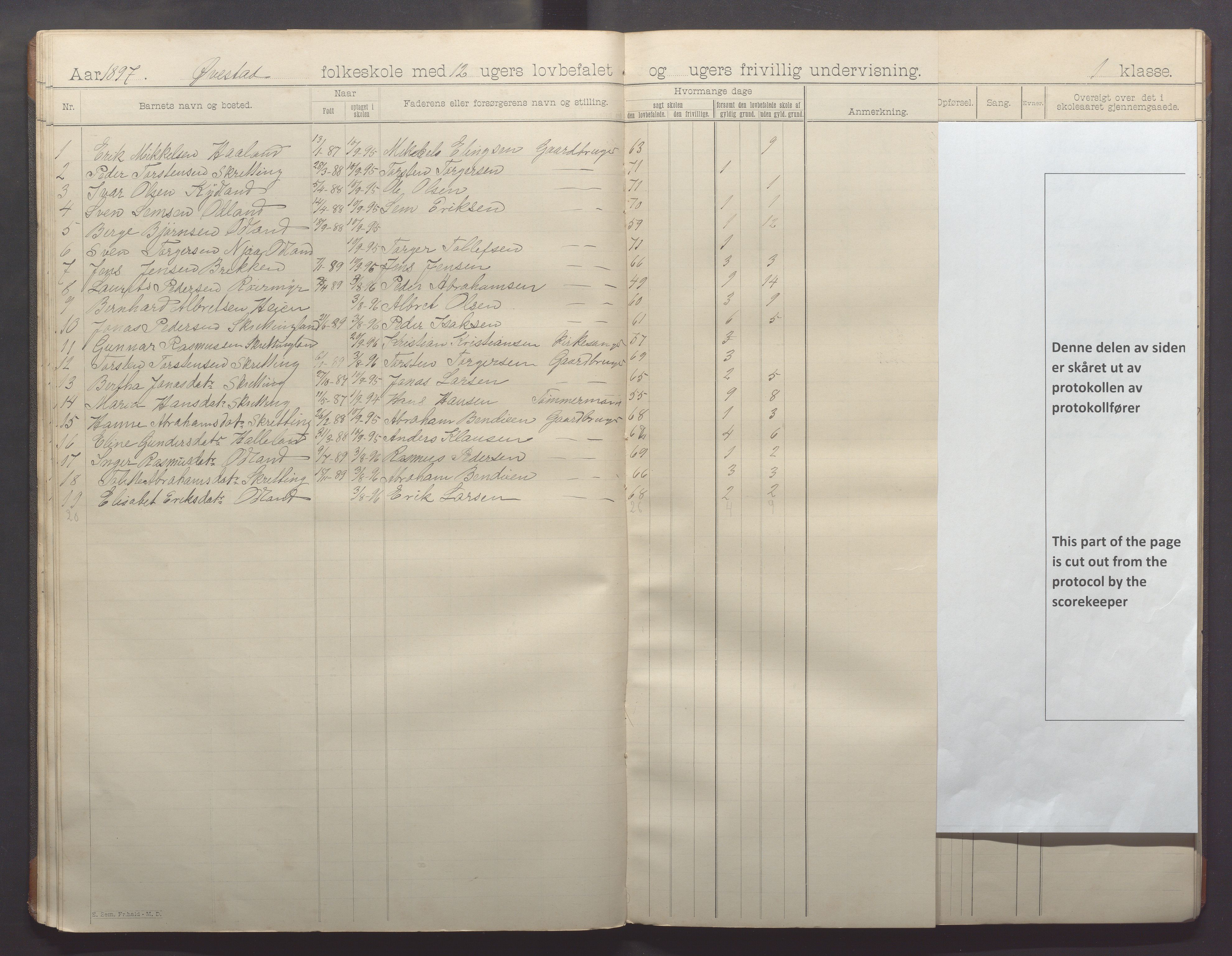 Varhaug kommune- Lerbrekk skule, IKAR/K-100961/H/L0001: Skuleprotokoll, 1892-1902, s. 25