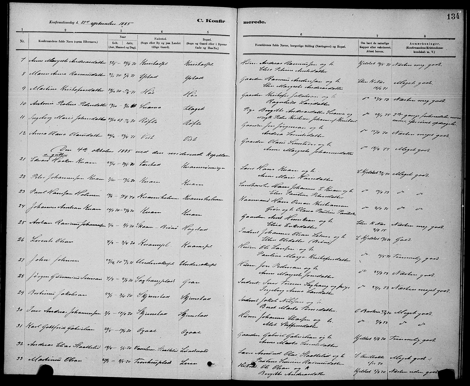 Ministerialprotokoller, klokkerbøker og fødselsregistre - Nord-Trøndelag, SAT/A-1458/730/L0301: Klokkerbok nr. 730C04, 1880-1897, s. 134