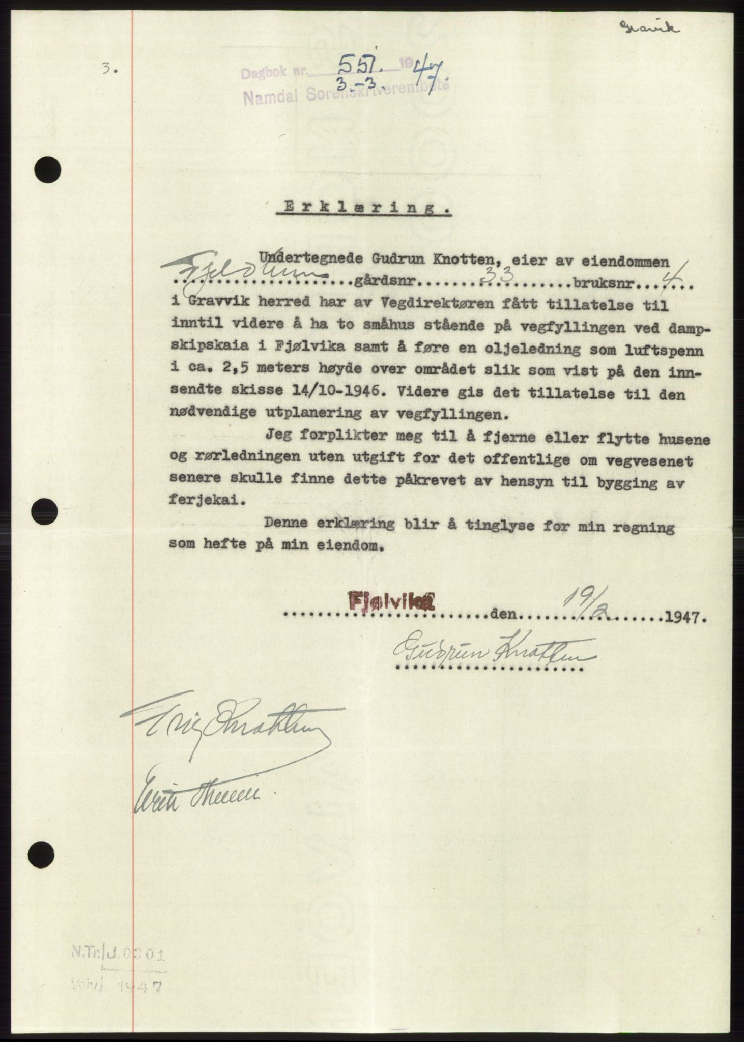 Namdal sorenskriveri, SAT/A-4133/1/2/2C: Pantebok nr. -, 1946-1947, Dagboknr: 551/1947