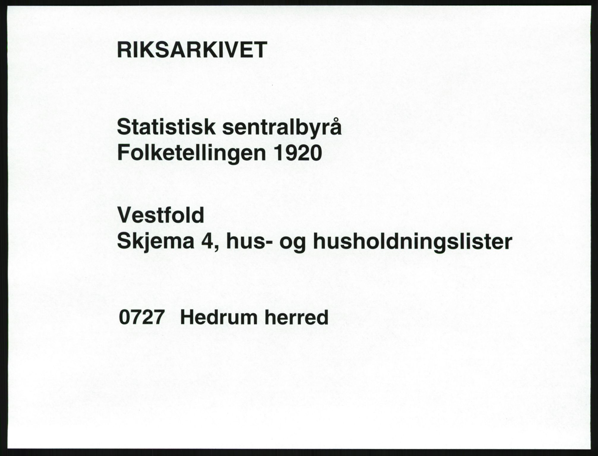 SAKO, Folketelling 1920 for 0727 Hedrum herred, 1920, s. 63