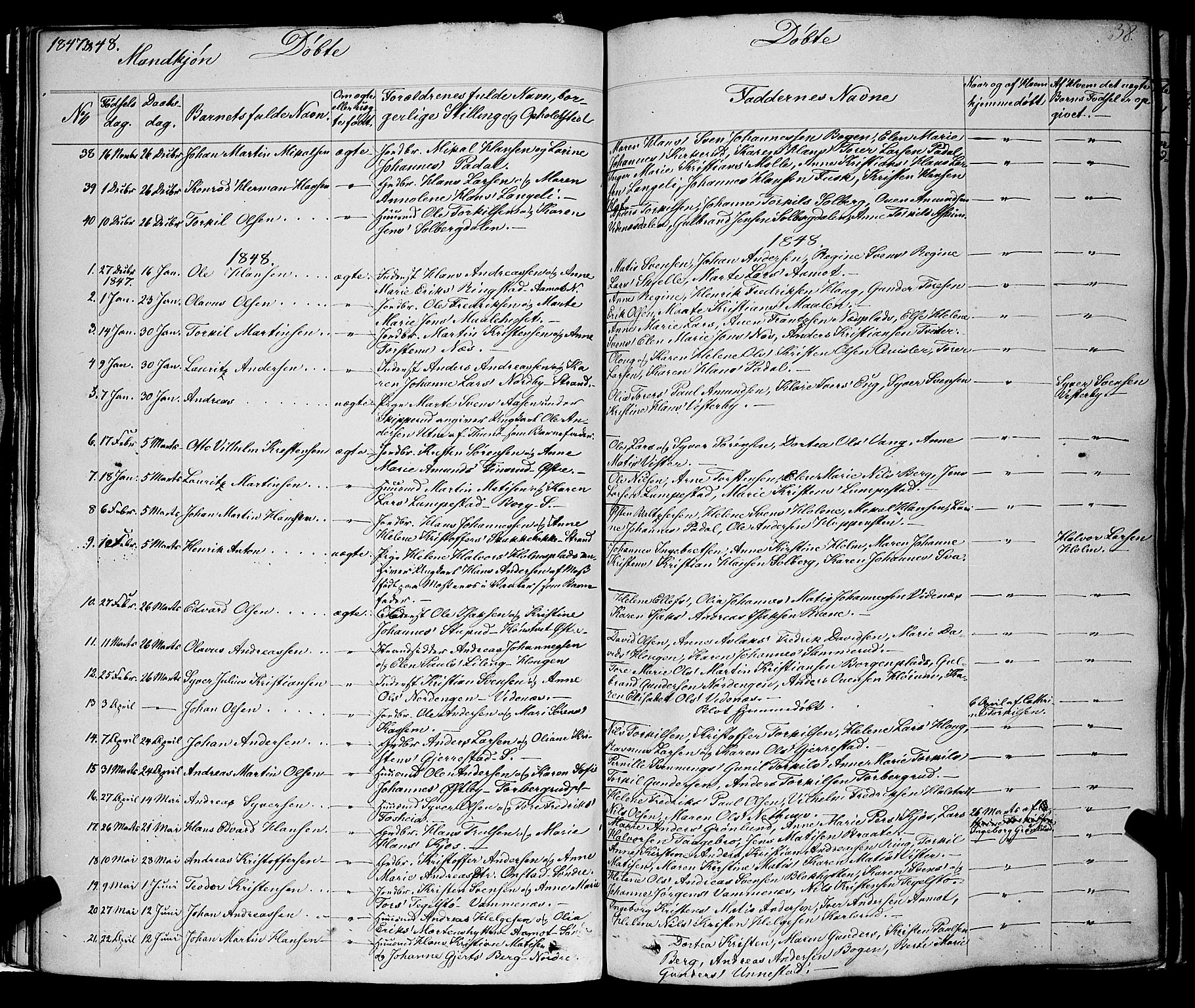 Skiptvet prestekontor Kirkebøker, AV/SAO-A-20009/F/Fa/L0006: Ministerialbok nr. 6, 1839-1860, s. 38