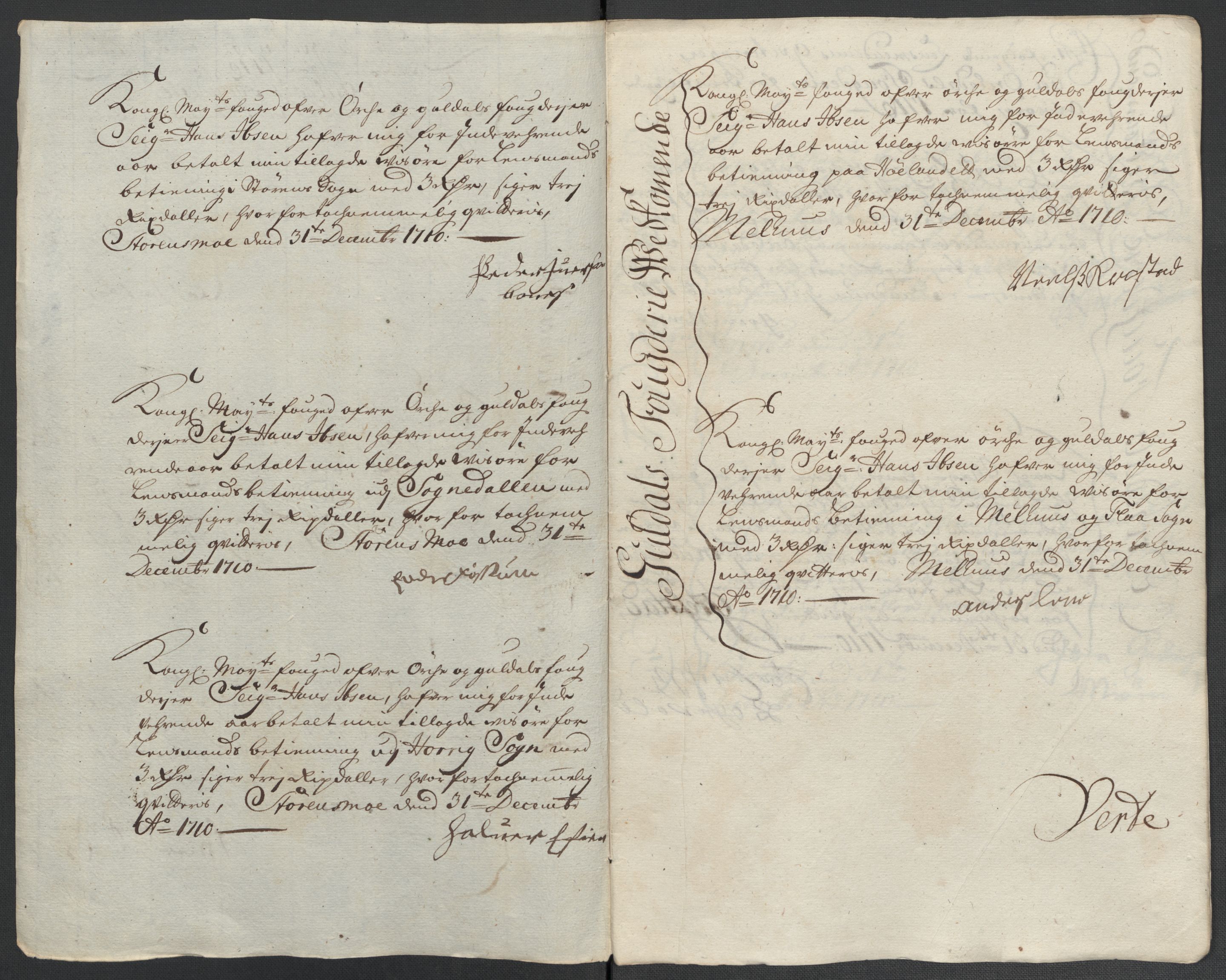 Rentekammeret inntil 1814, Reviderte regnskaper, Fogderegnskap, RA/EA-4092/R60/L3960: Fogderegnskap Orkdal og Gauldal, 1710, s. 341