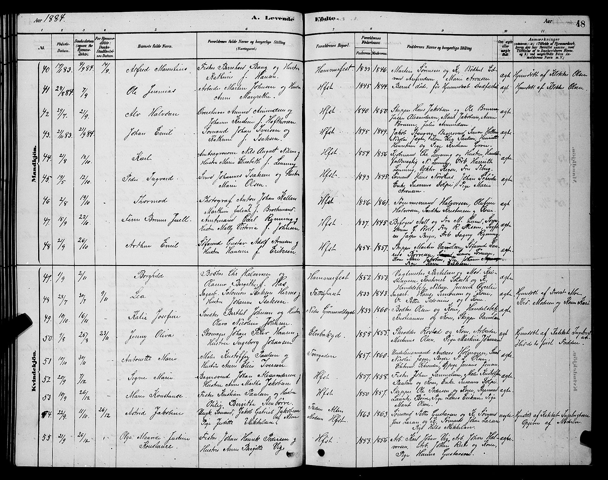 Hammerfest sokneprestkontor, AV/SATØ-S-1347/H/Hb/L0006.klokk: Klokkerbok nr. 6, 1876-1884, s. 48