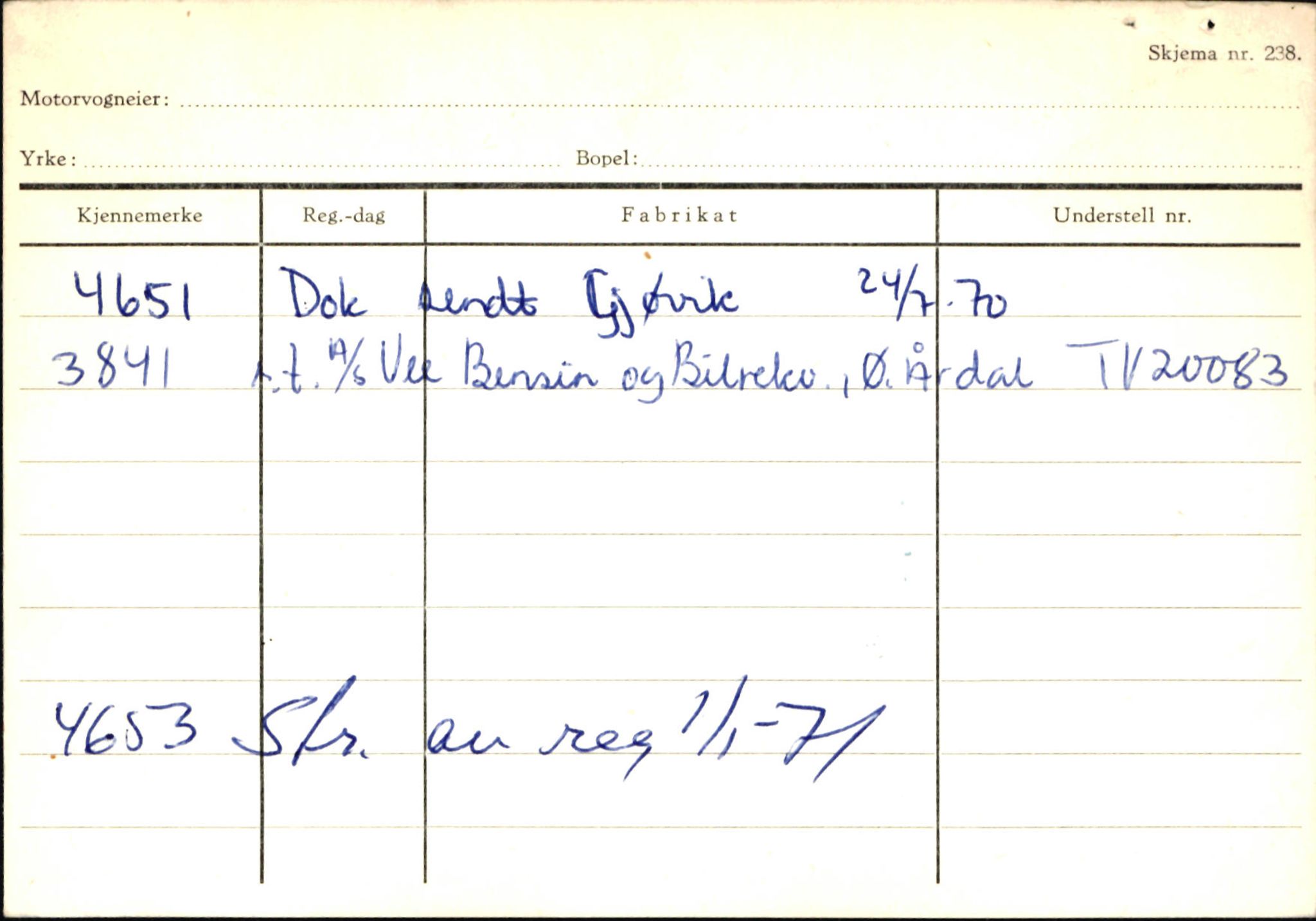 Statens vegvesen, Sogn og Fjordane vegkontor, AV/SAB-A-5301/4/F/L0146: Registerkort Årdal R-Å samt diverse kort, 1945-1975, s. 1472