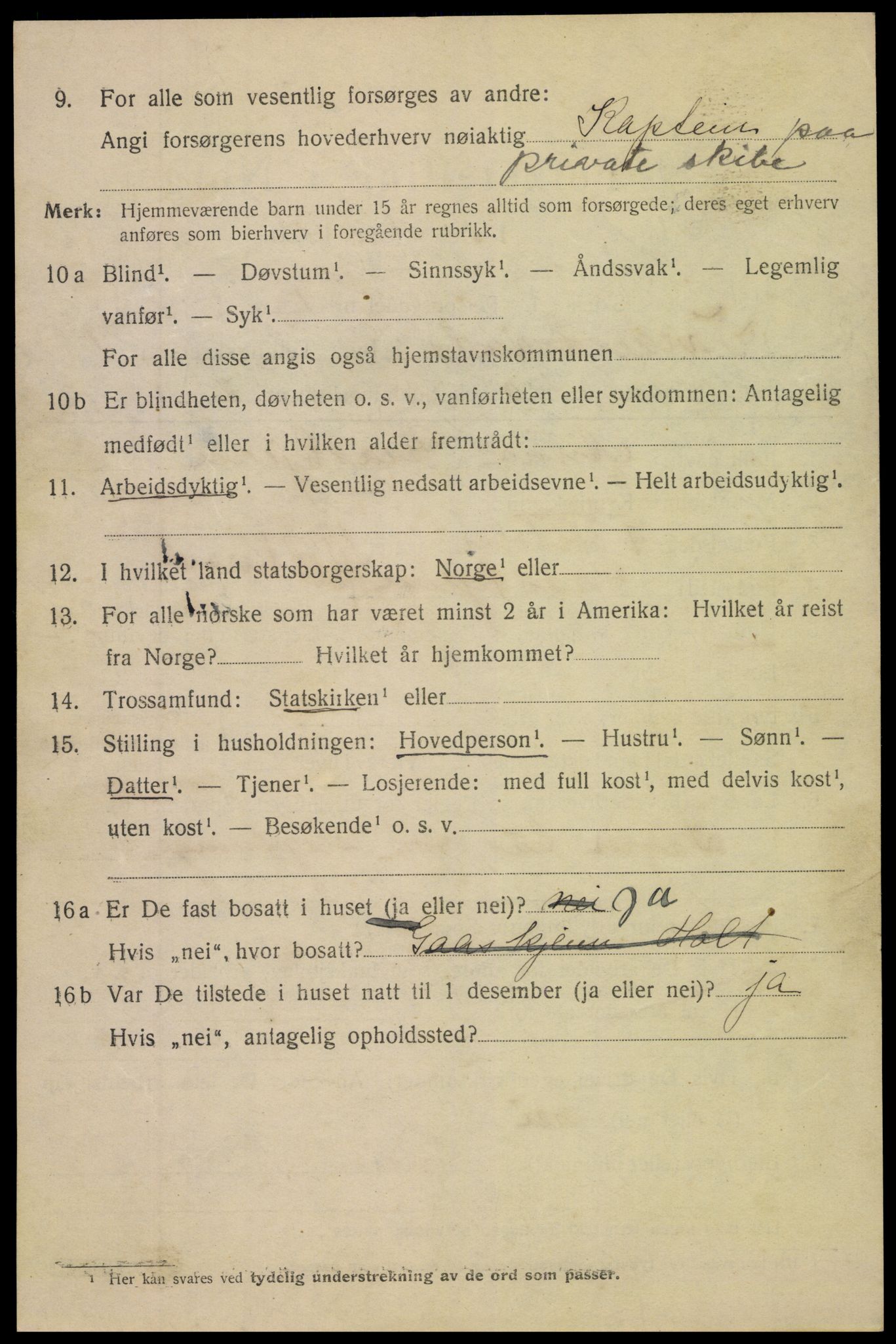 SAK, Folketelling 1920 for 0902 Tvedestrand ladested, 1920, s. 1726